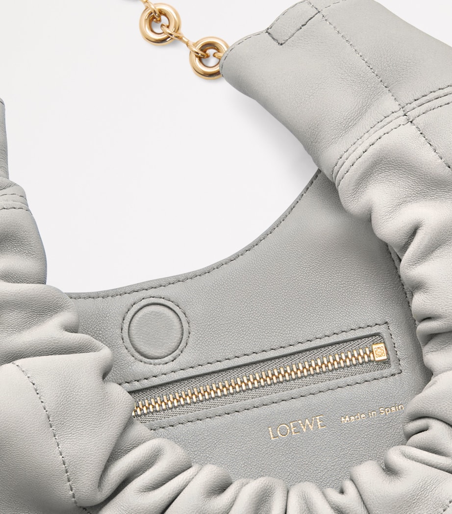 Small Leather Squeeze Top-Handle Bag GREY Image 8