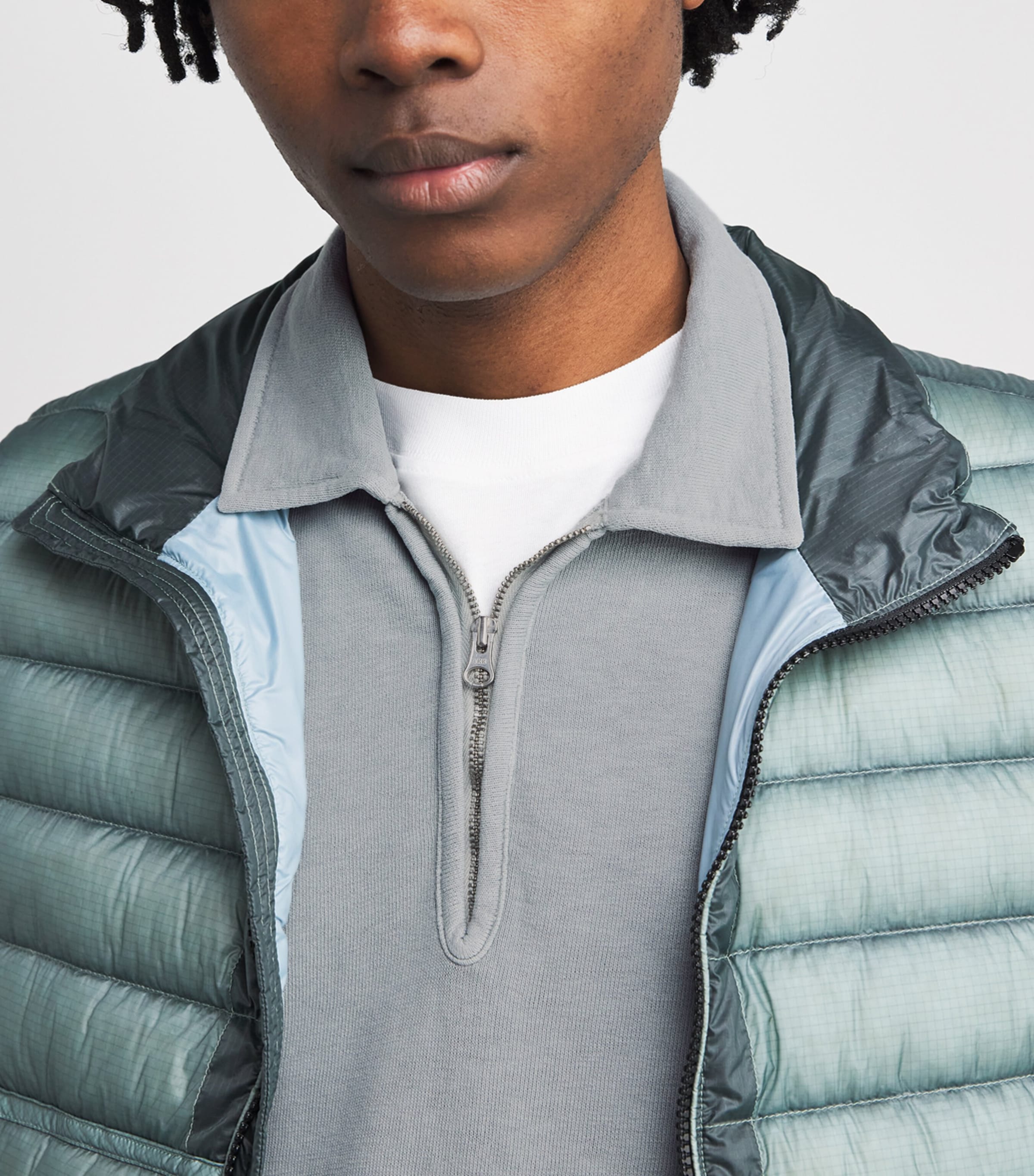 C.P. Company Mens Cotton Malfilè Quarter-Zip Sweatshirt Silver Blue Image 3