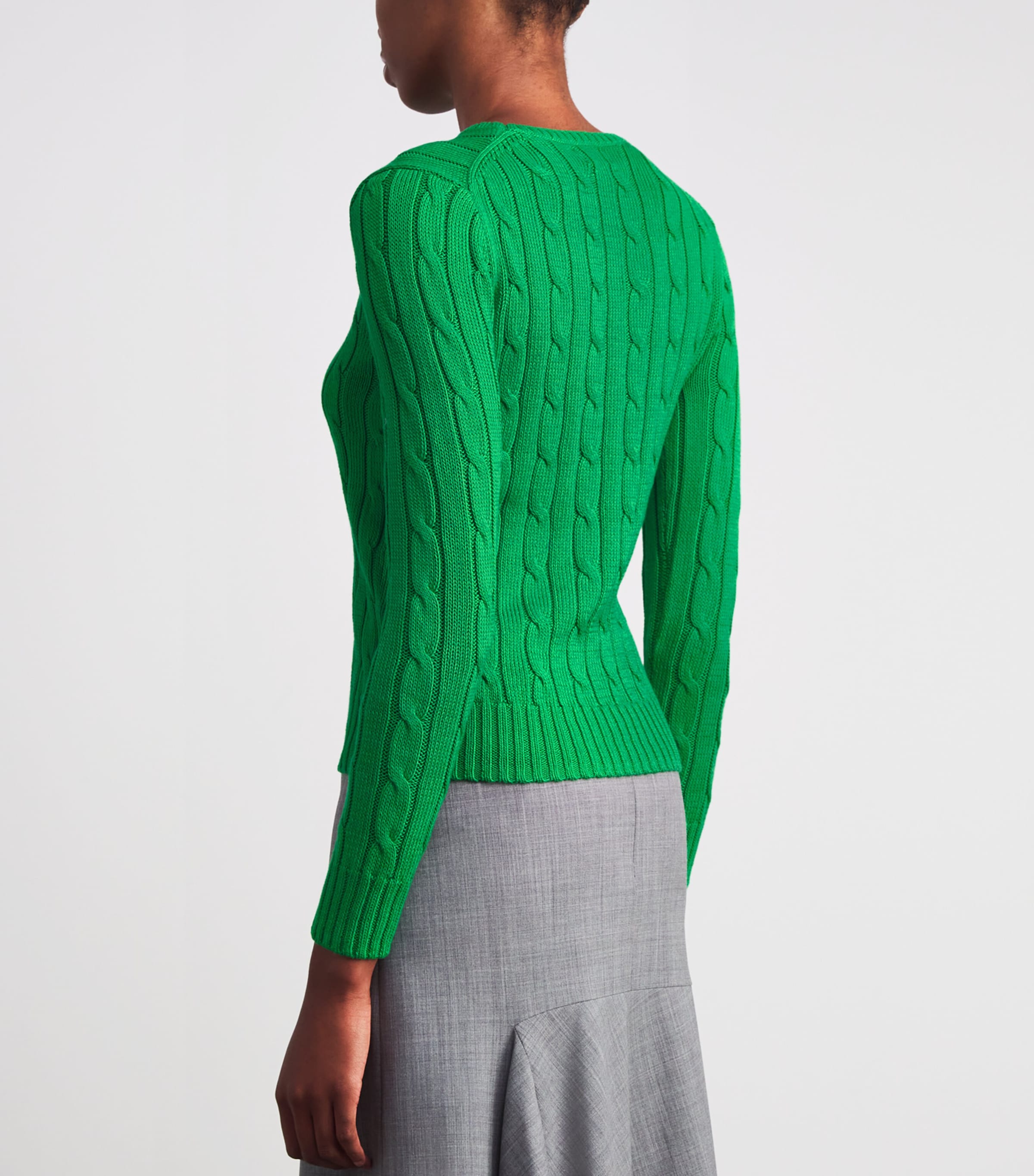 Cotton Cable-Knit Julianna Sweater PREPPY GREEN Image 4