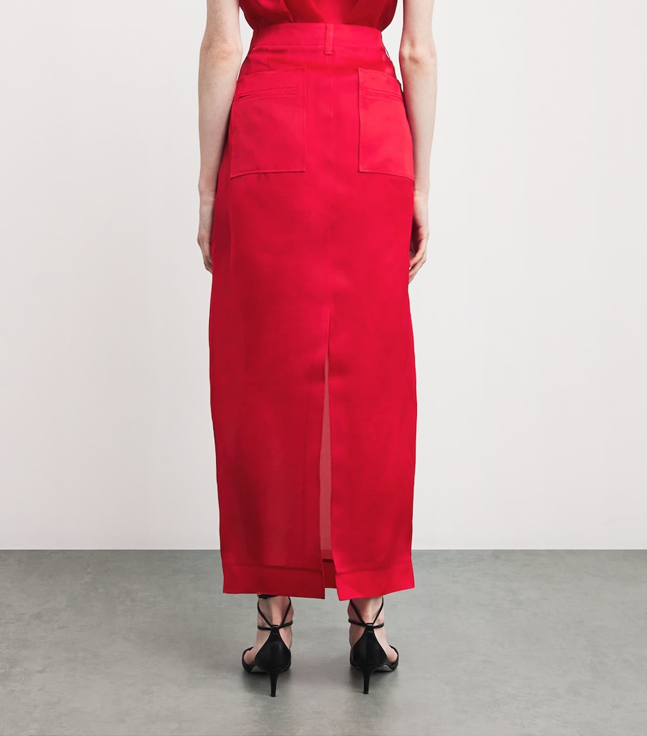 Silk Lucian Pencil Midi Skirt 625 RASPBERRY Image 4