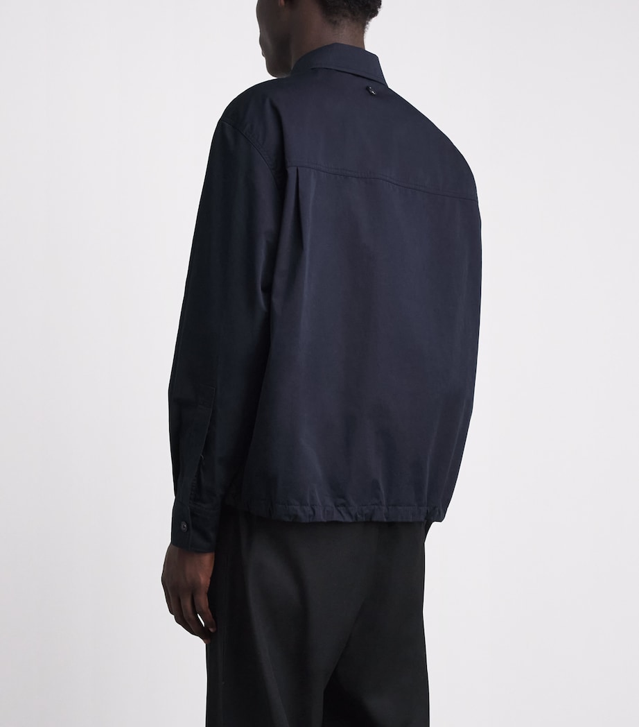 Le 17 Septembre Mens Drawstring-Hem Overshirt Navy Image 5