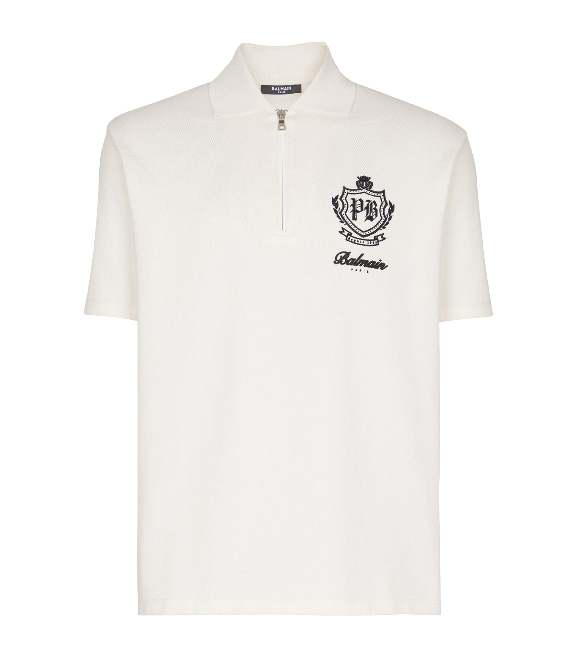 Balmain Cotton College Emblem Polo Shirt | Men New In | Mens Clothing | Men Clothing | Polo Shirts | Designers | Balmain