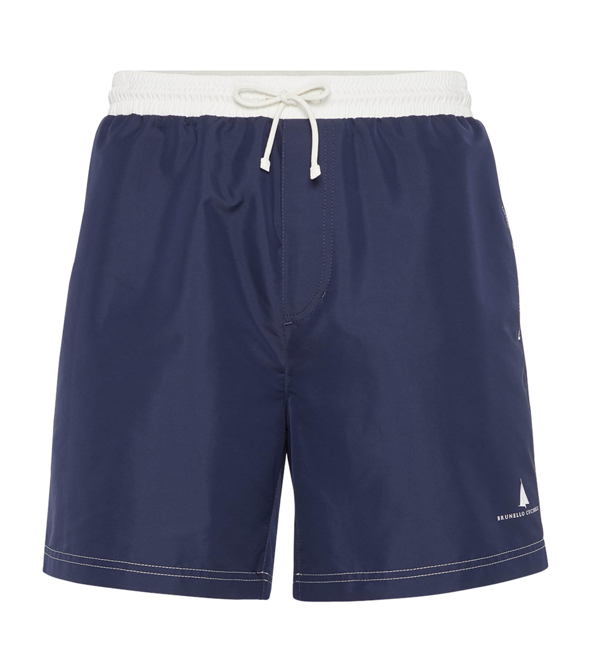 Brunello Cucinelli Logo-print Swim Shorts In Blue