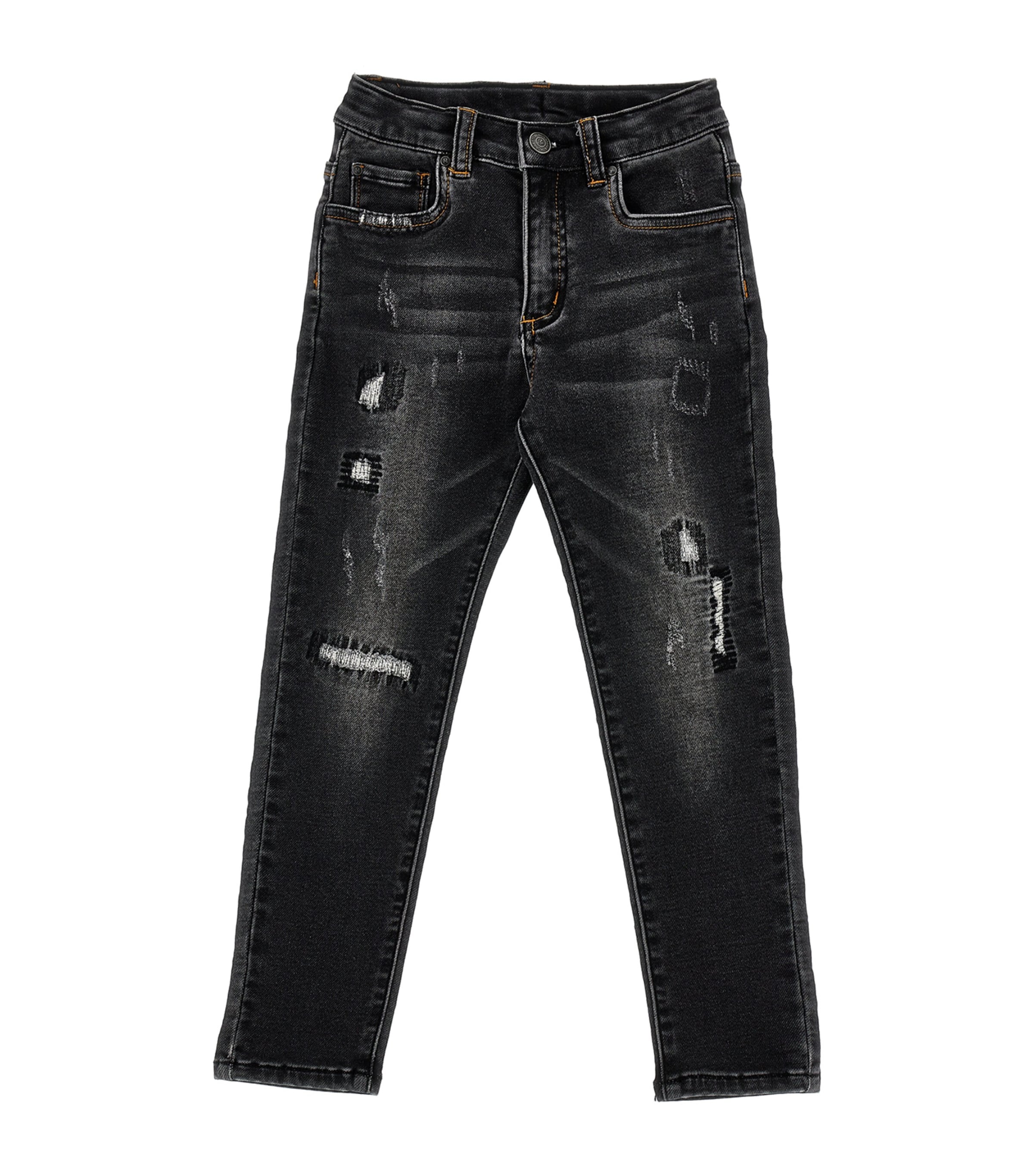 Monnalisa Kids' Worn-effect Jeans In Black