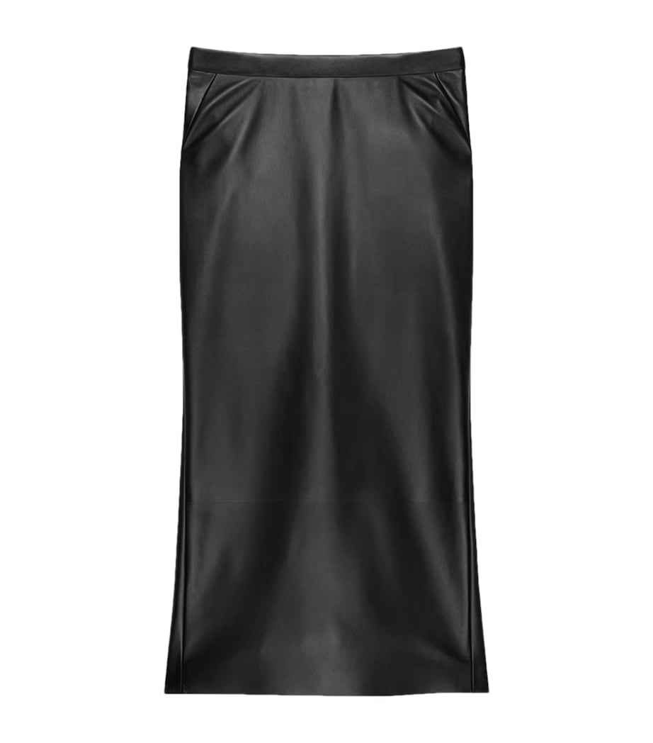 Leather Low-Waist Midi Skirt BLACK Image 1