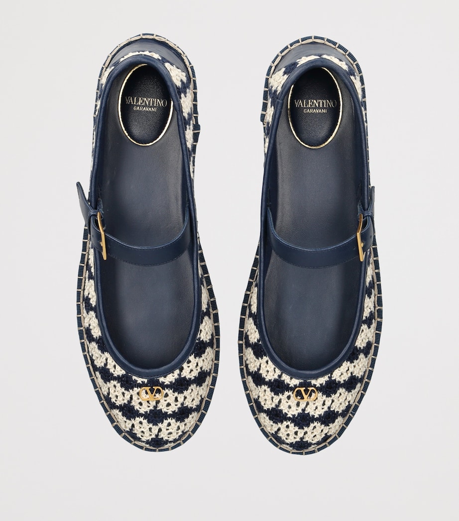 Valentino Garavani Crochet La Cruisette Ballet Flats Blue Other Image 3