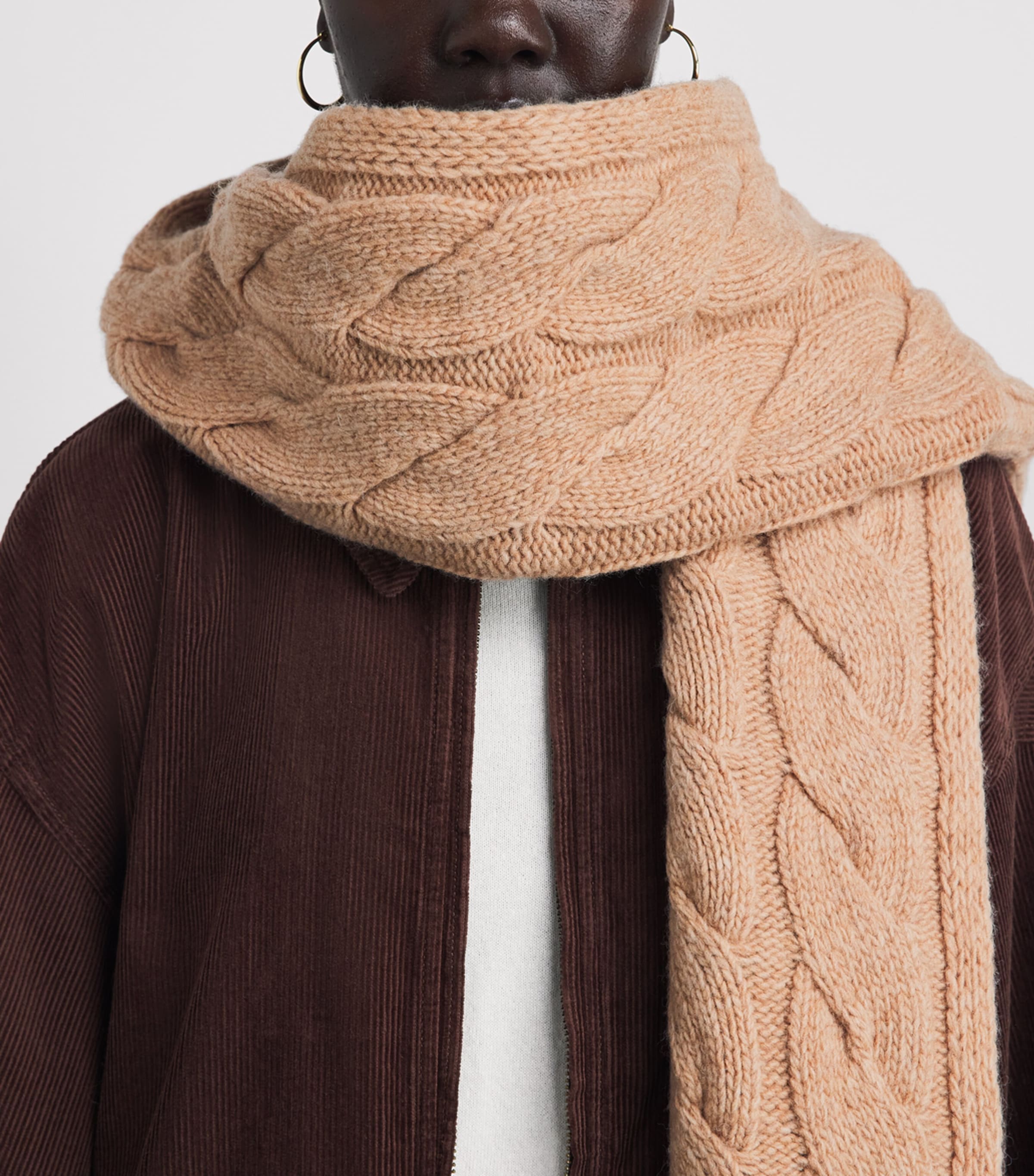 Polo Ralph Lauren Wool Cable-Knit Scarf Camel Image 2
