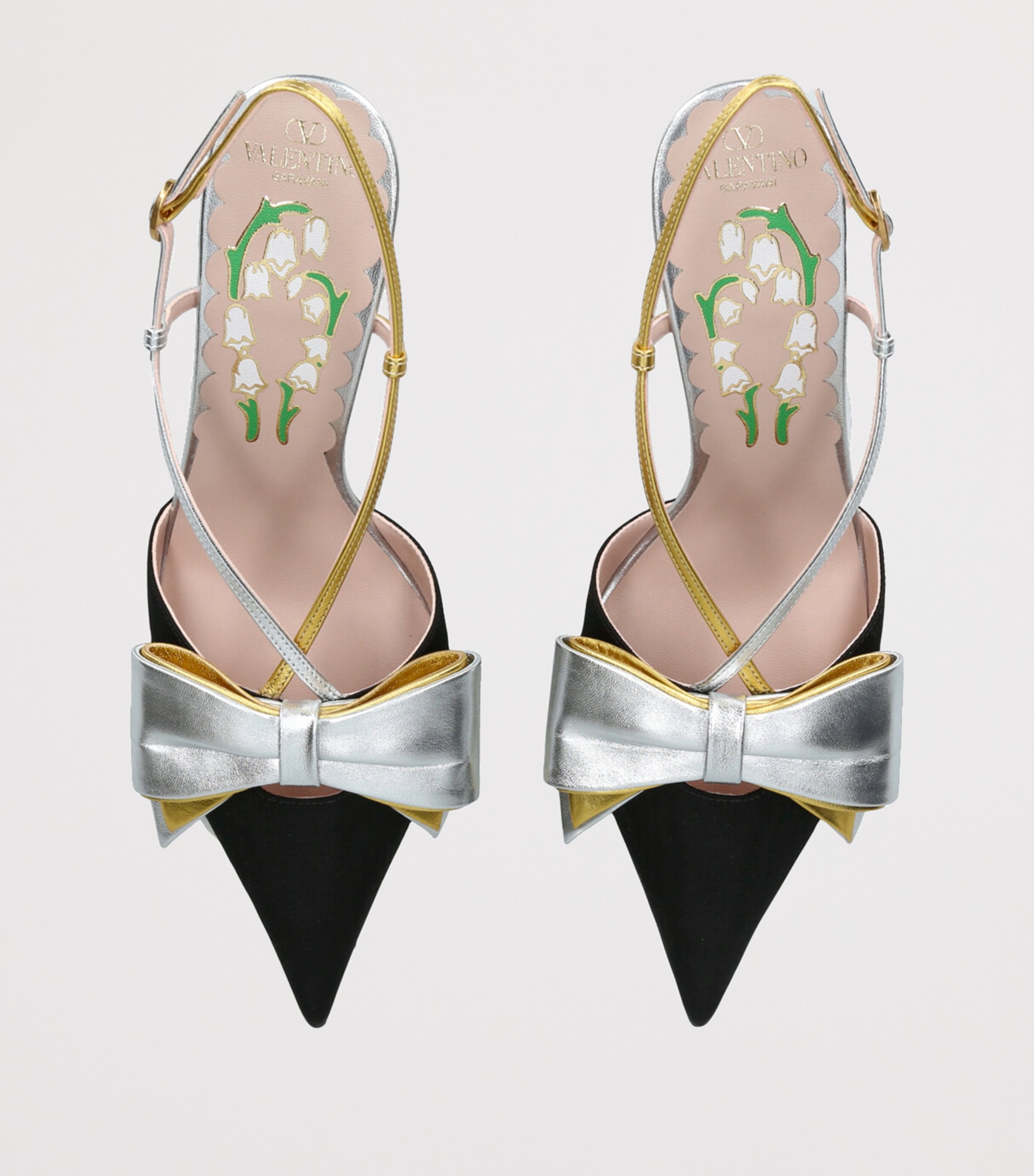 Valentino Garavani Leather Bow-Detail Bowow Slingback Heels 85 Black/comb Image 4