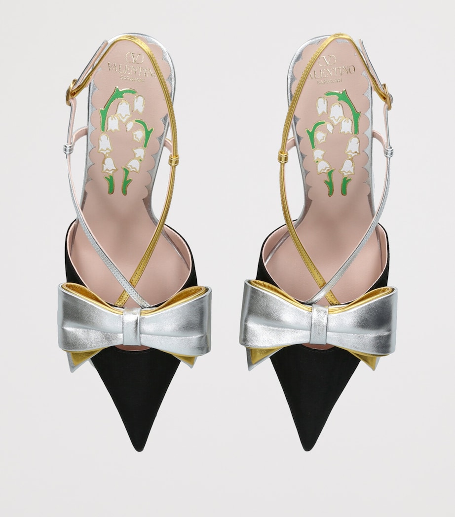 Valentino Garavani Leather Bow-Detail Bowow Slingback Heels 85 Black/comb Image 4