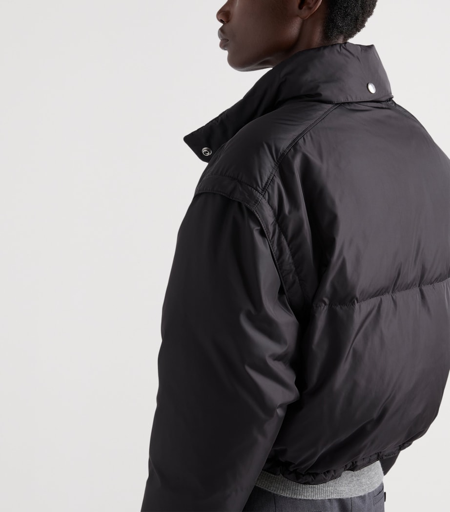 Prada Womens Re-Nylon Cropped Down Jacket Black Image 3