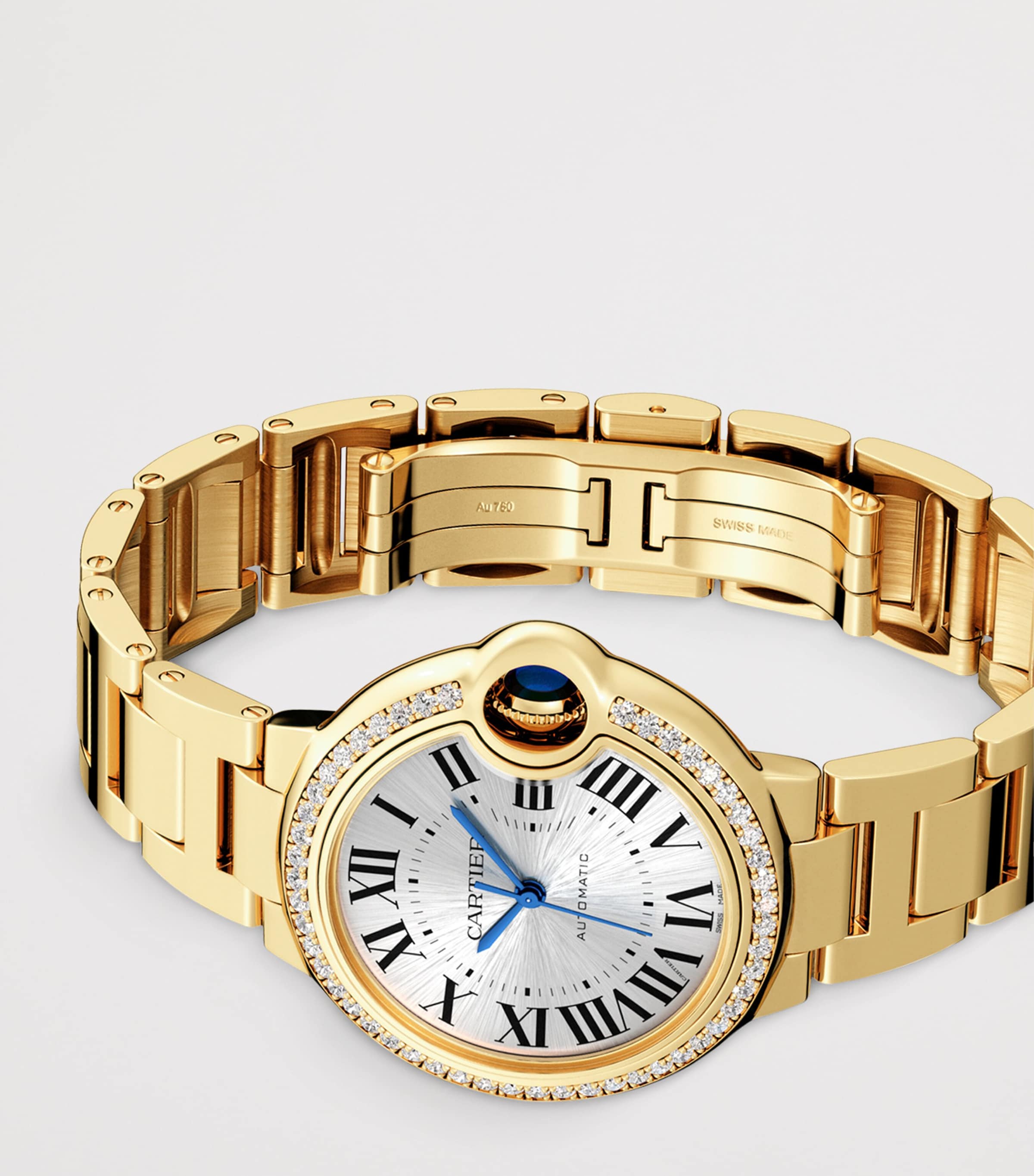 Yellow Gold and Diamond Ballon Bleu de Cartier Watch 33mm SILVERED Image 5