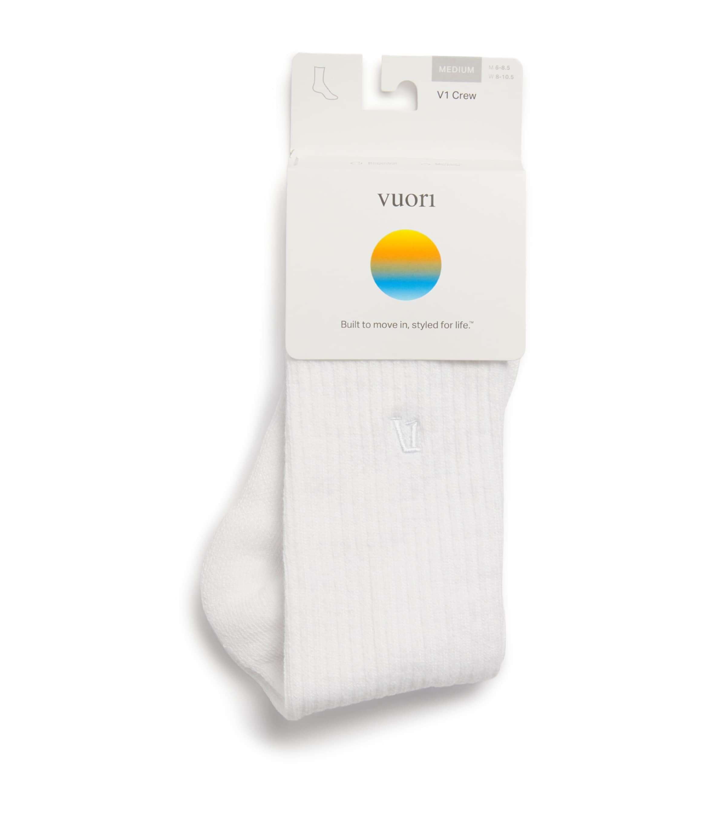VUORI Mens V1 Crew Performance Socks White Image 1