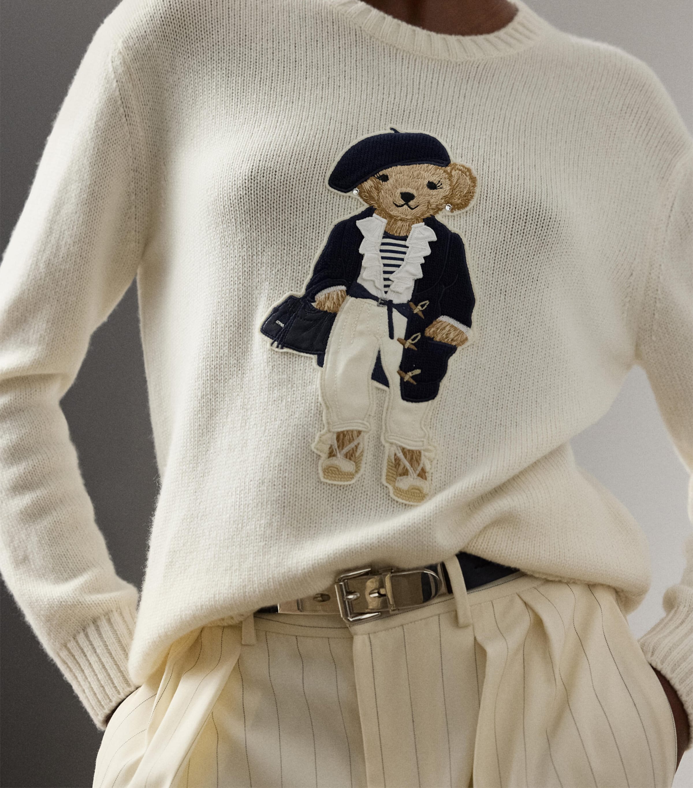 Cashmere Polo Bear Sweater NATURAL-101 Image 5