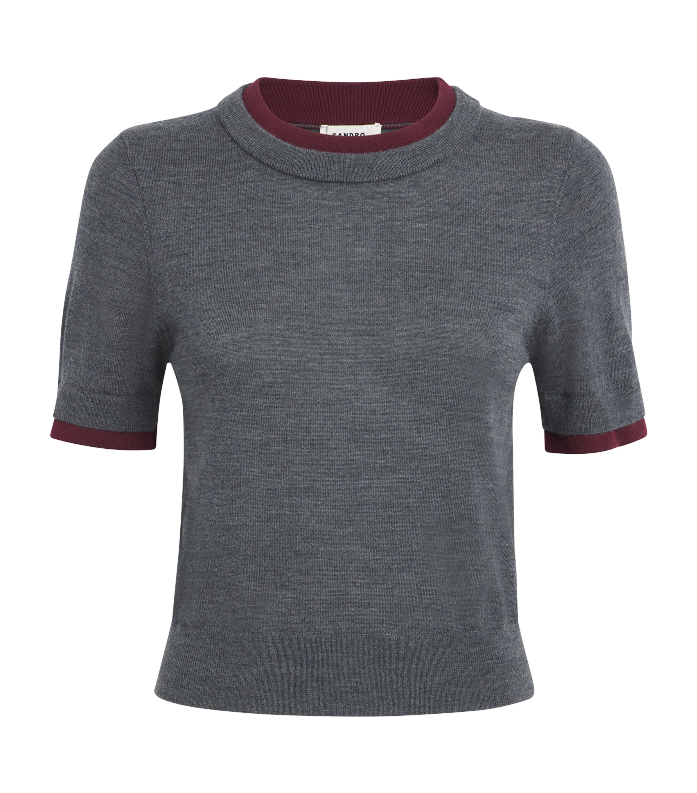 Sandro Wool Short-sleeve Sweater In Black