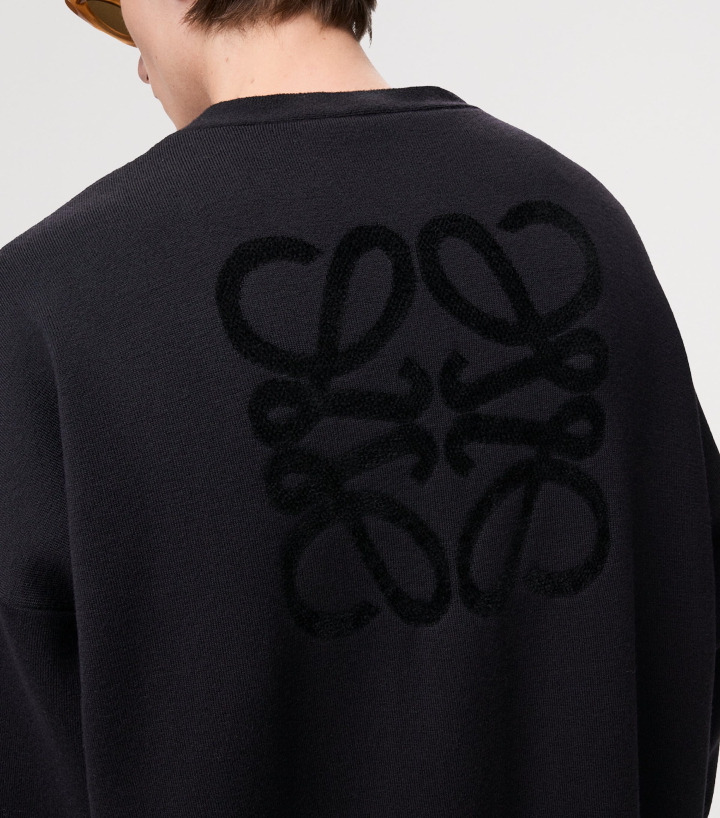 Wool-Blend Anagram-Lining Cardigan BLACK Image 5