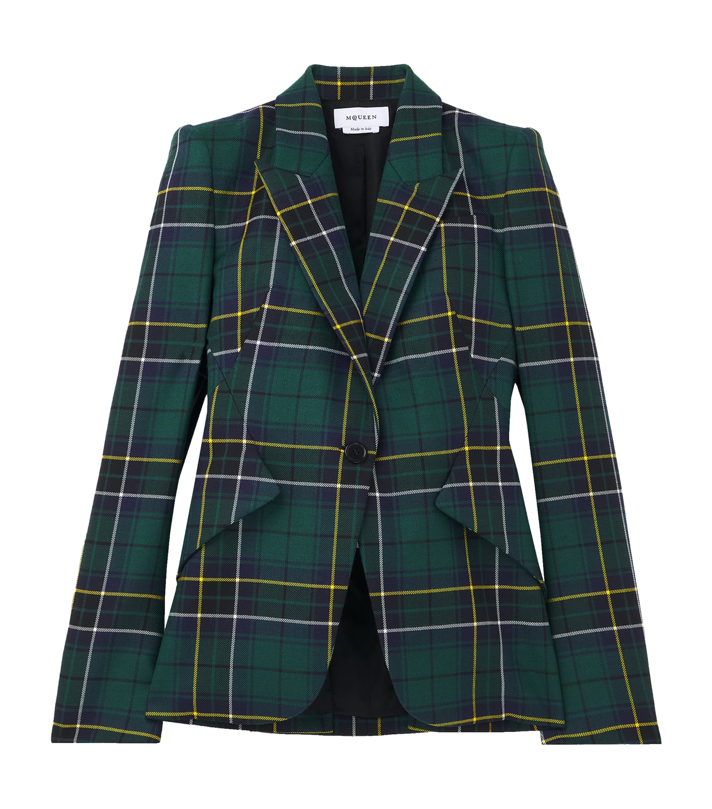 Alexander Mcqueen Single-breasted Wool Tartan Jacket With Peak Lapels In Blue