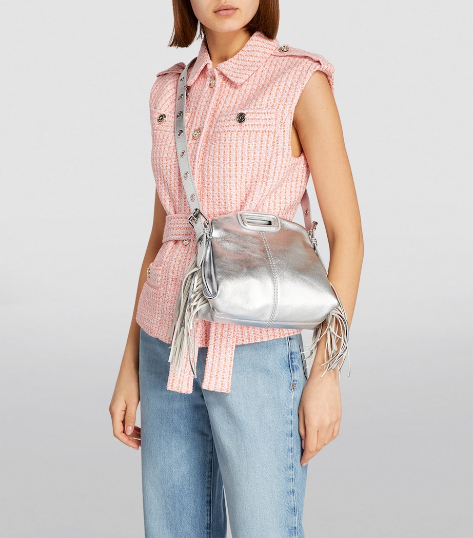 Mini Leather Miss M Shoulder Bag SILVER Image 5