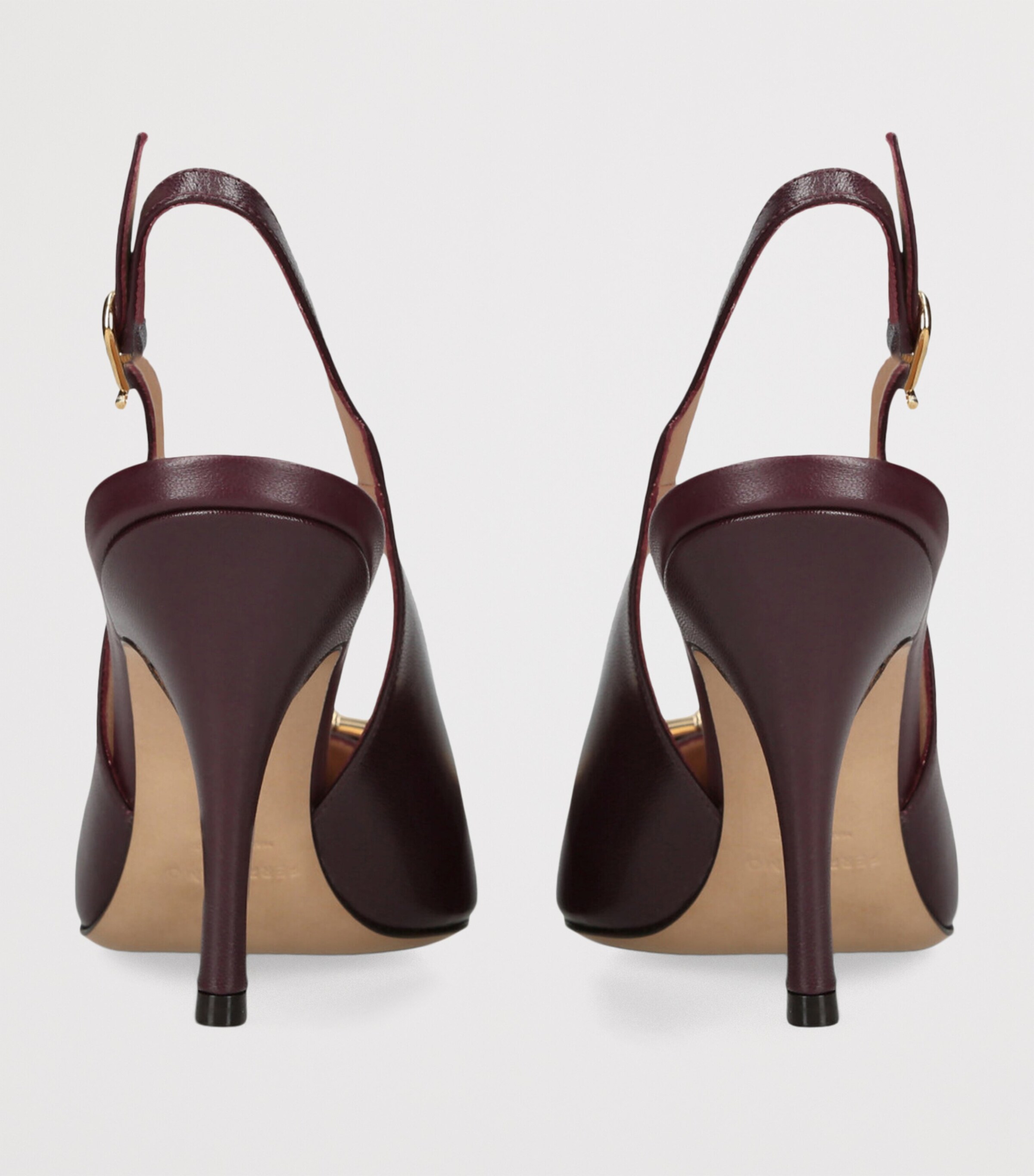 Salvatore Ferragamo Leather Sara Slingback Heels 95 Wine Image 2