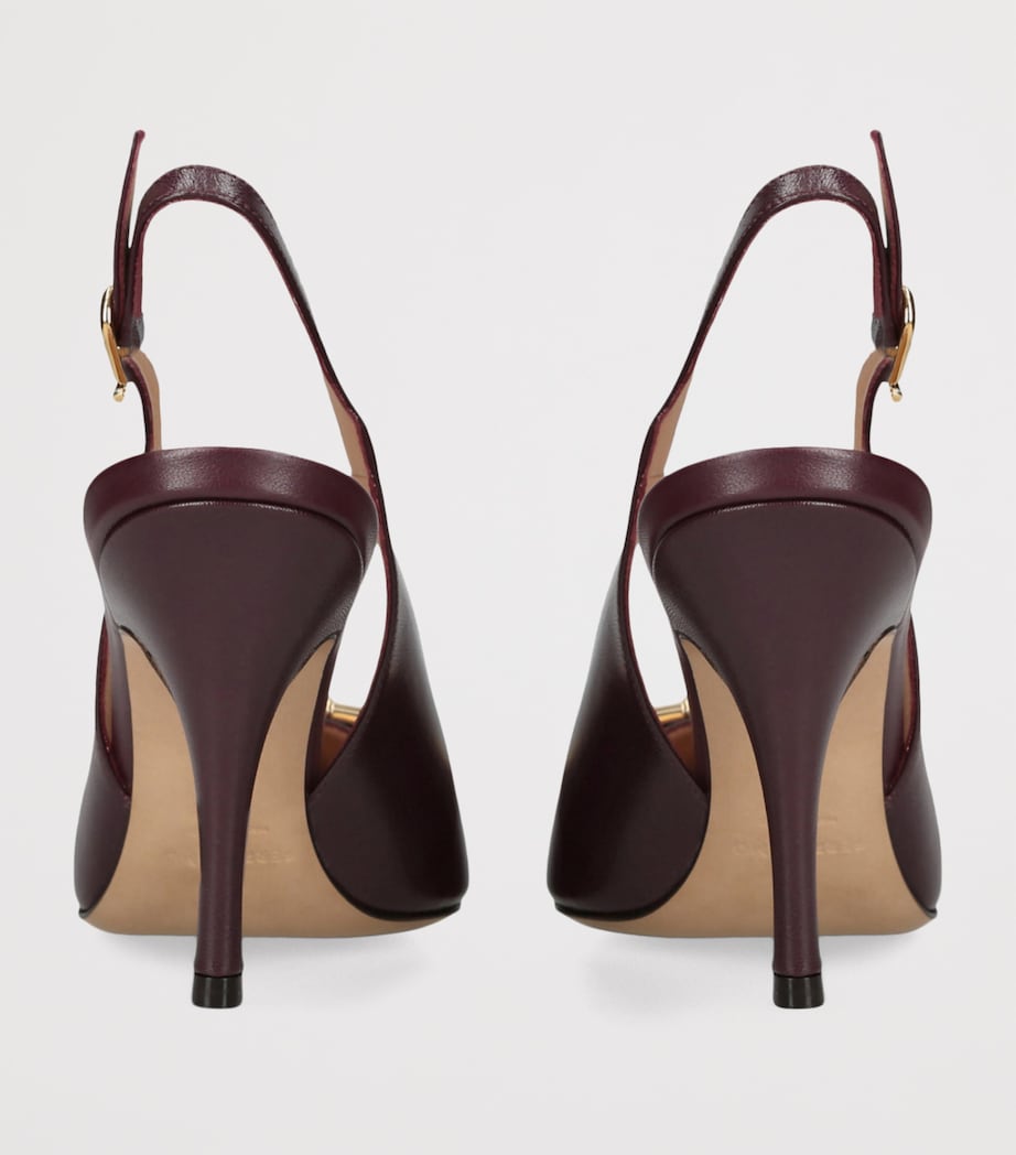 Leather Sara Slingback Heels 95 WINE Image 2