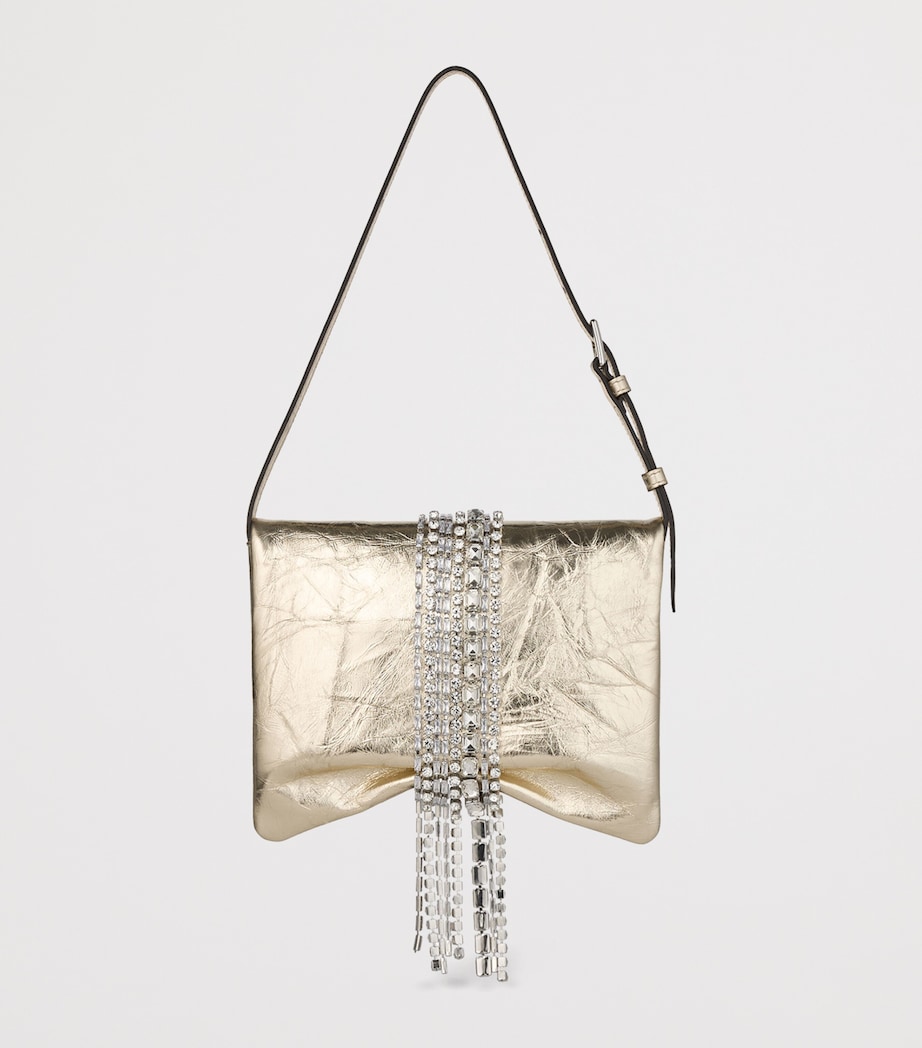 Zandra Leather Embellished Shoulder Bag LIGHT PLATINUM/SILVE Image 4