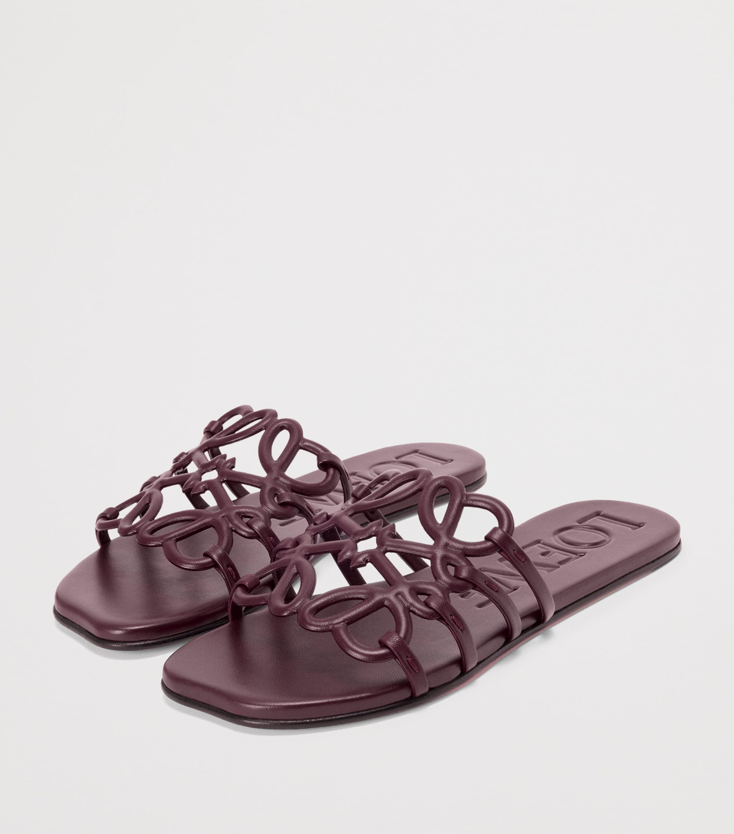 Leather Petal Anagram Sandals DARK BURGUNDY Image 2