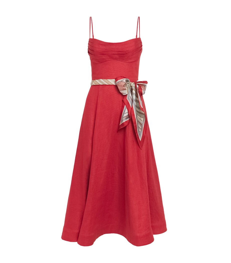 Linen Rebellion Tuck Midi Dress RED RED Image 1