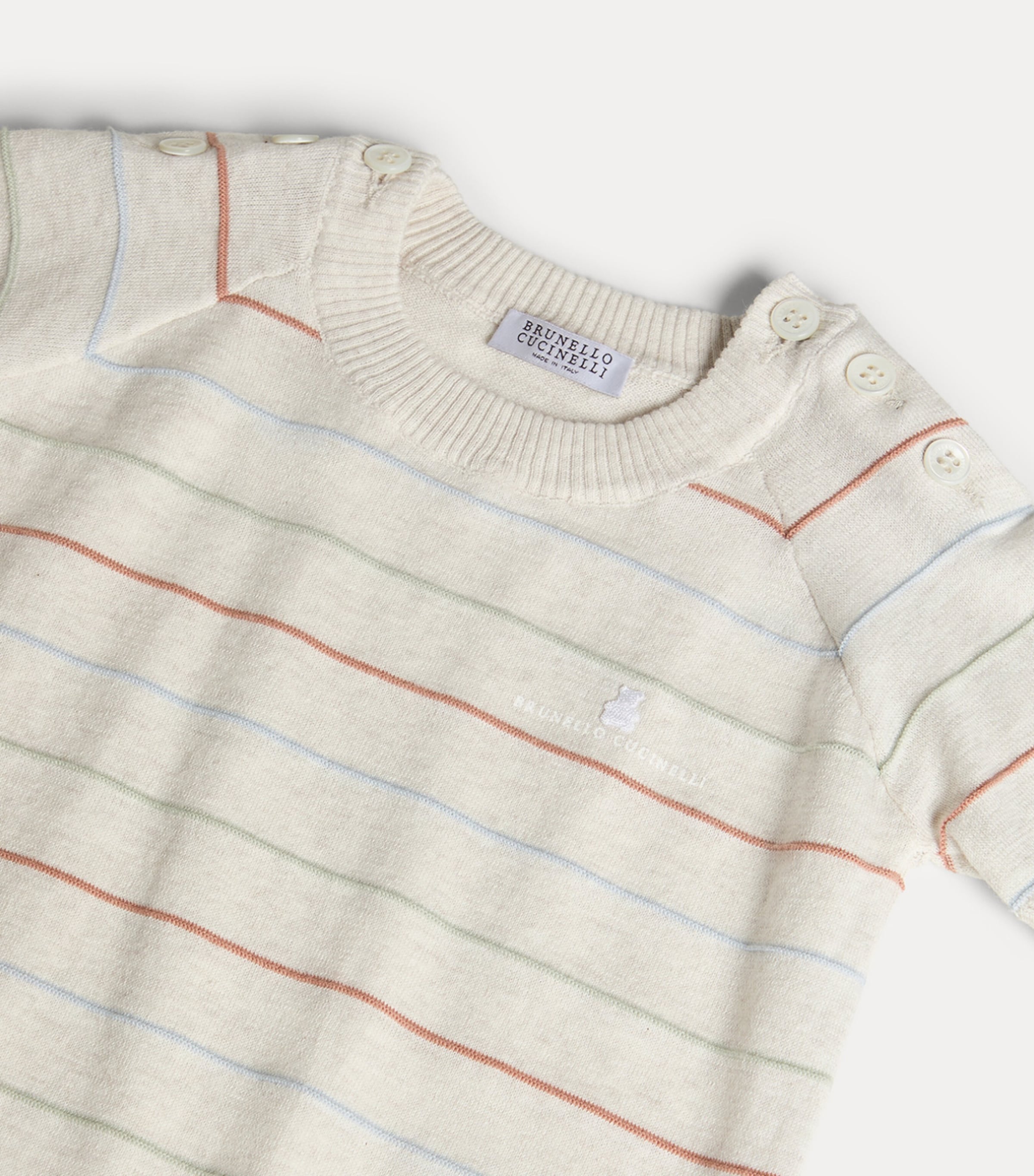 Brunello Cucinelli Kids Stripe Playsuit (3-18 Months) Image 4