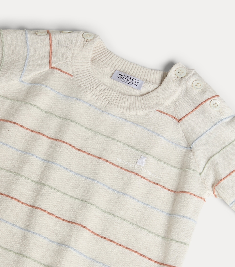Brunello Cucinelli Kids Stripe Playsuit (3-18 Months) Image 4
