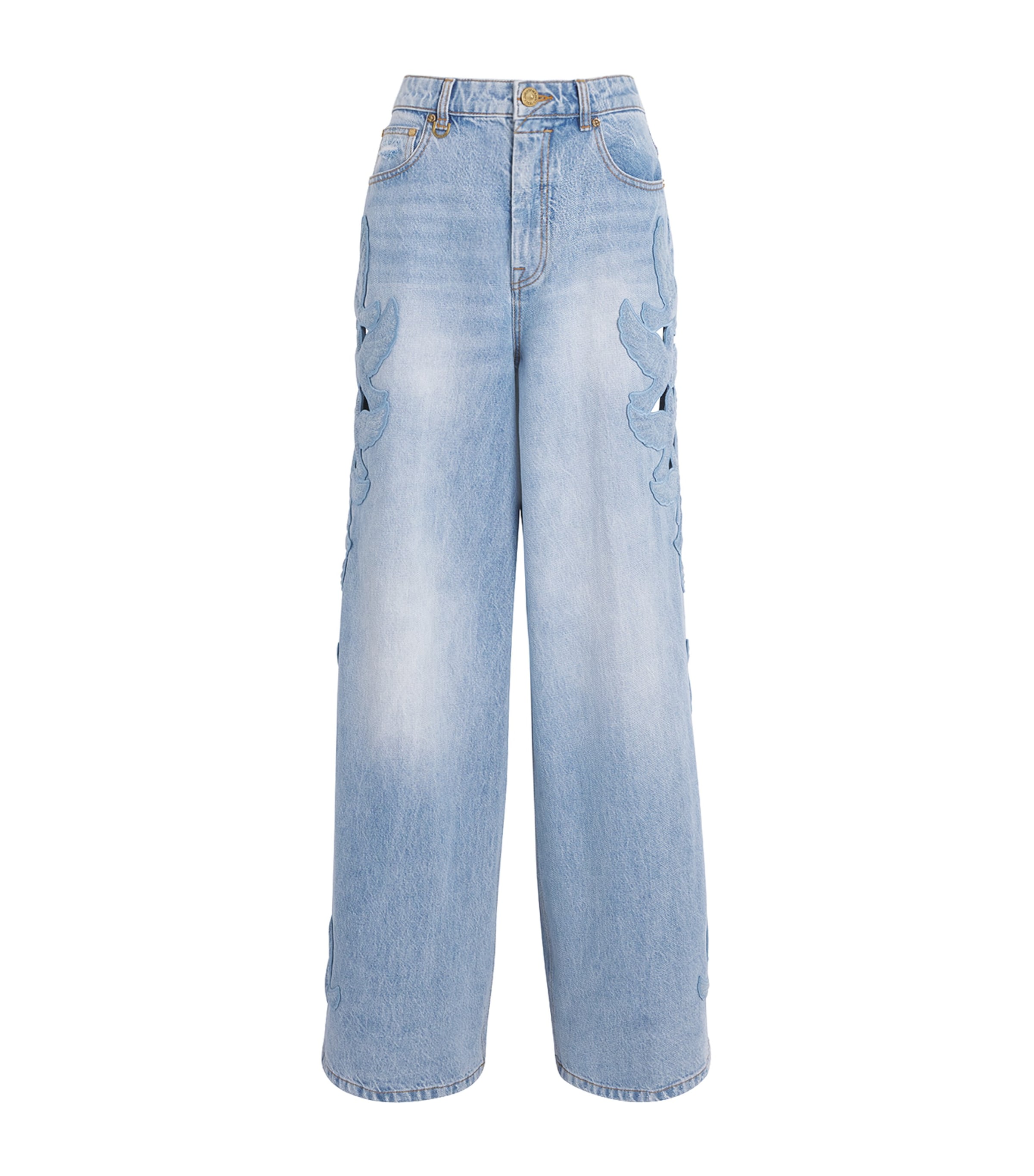 Zimmermann Womens Appliqué Alchemy Flared Jeans Sea Foam Image 1