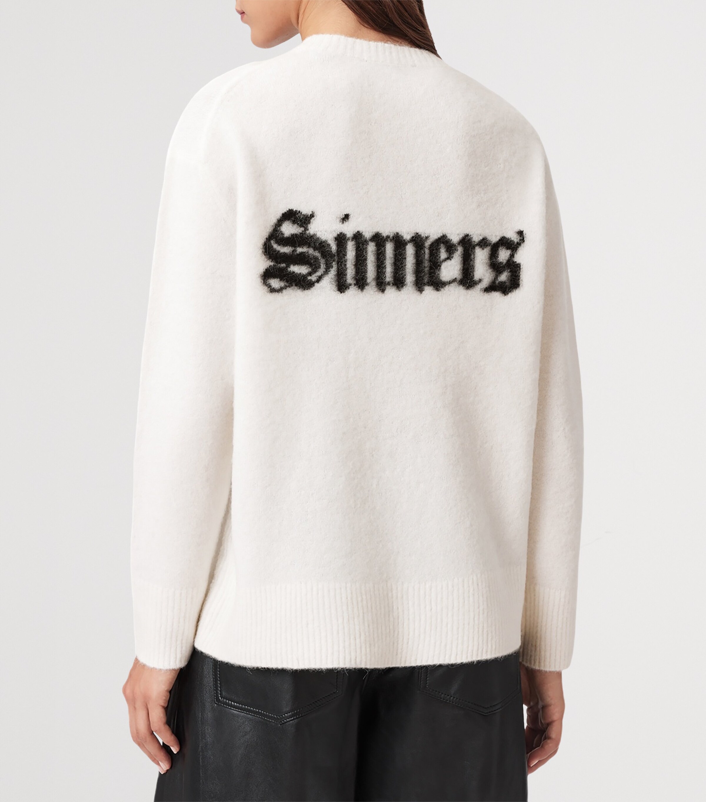 AllSaints Womens Saints and Sinners Sweater Chalk White/black Image 6