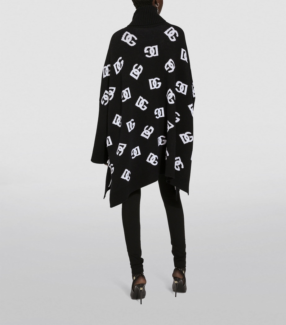Wool Logo Poncho N0004-BLACK/WHITE Image 5