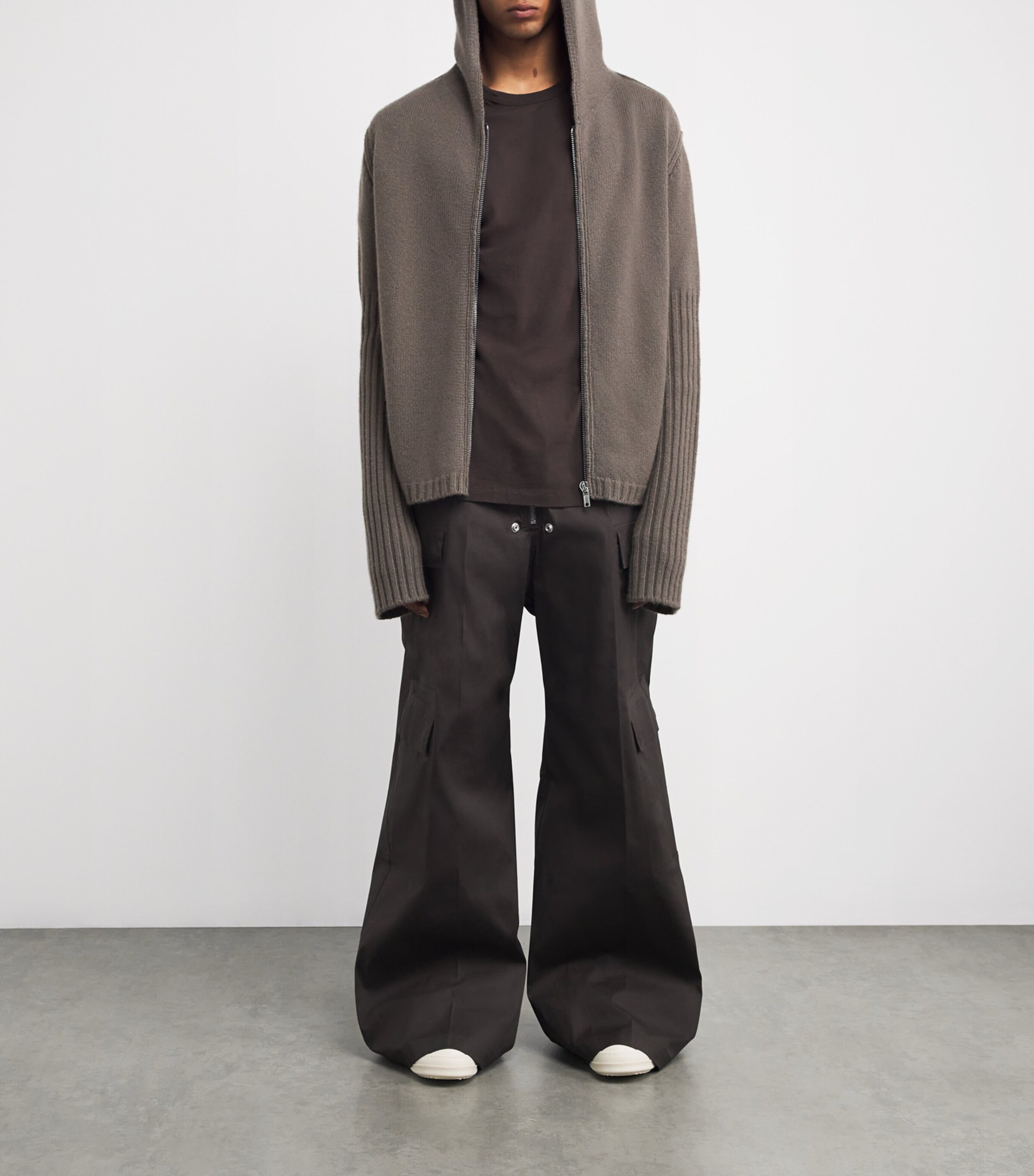 Rick Owens Mens Cashmere Zip-Up Hoodie Dust Image 2