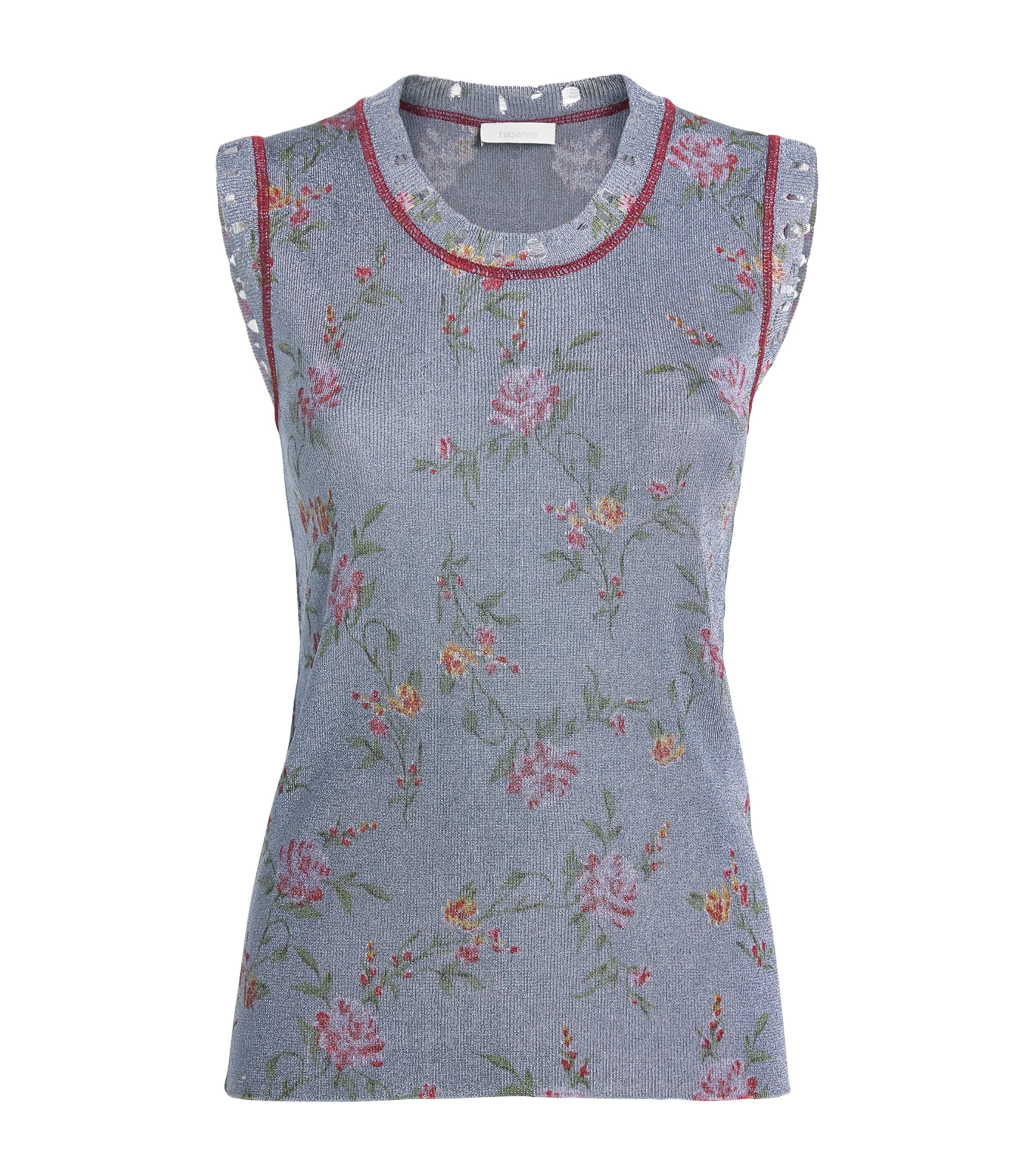 RABANNE KNITTED FLORAL PRINT SWEATER VEST
