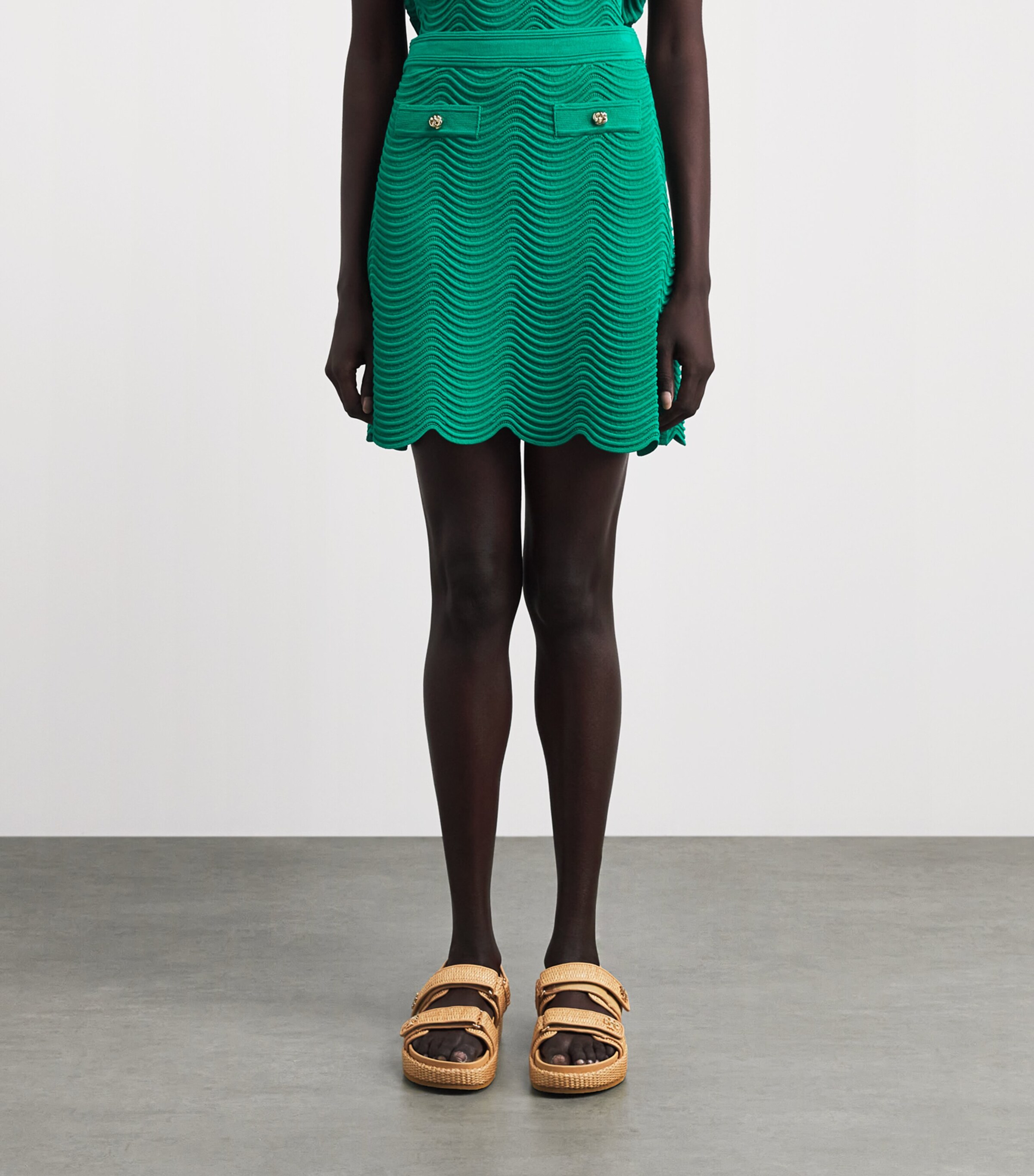 Sandro Paris Womens Knitted Mini Skirt Emeuraude Green Image 4