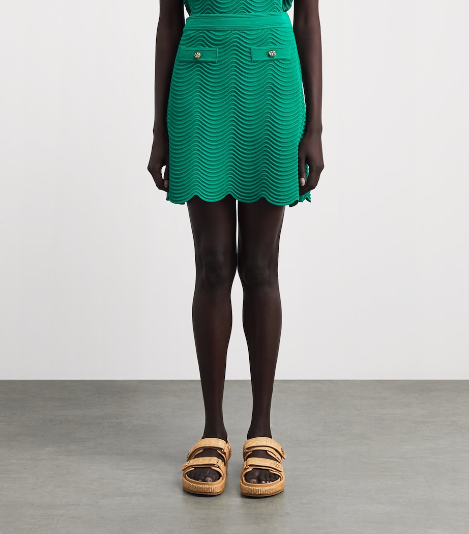 Sandro Paris Womens Knitted Mini Skirt Emeuraude Green Image 4