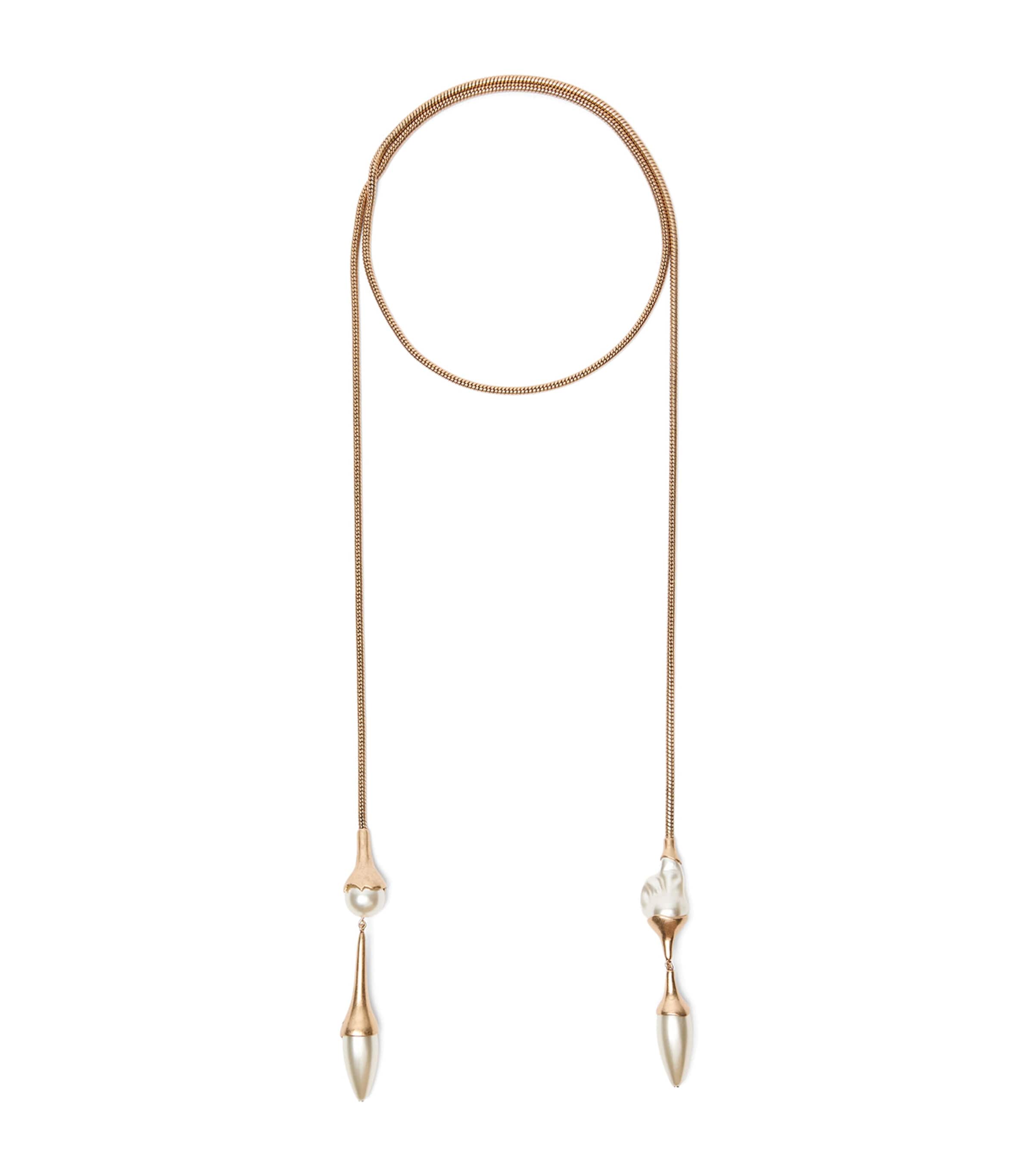 Weekend Max Mara Faux Pearl Wraparound Necklace Gold Image 1