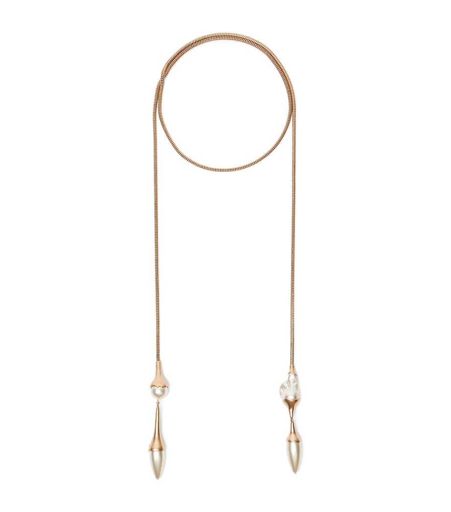 Weekend Max Mara Faux Pearl Wraparound Necklace Gold Image 1