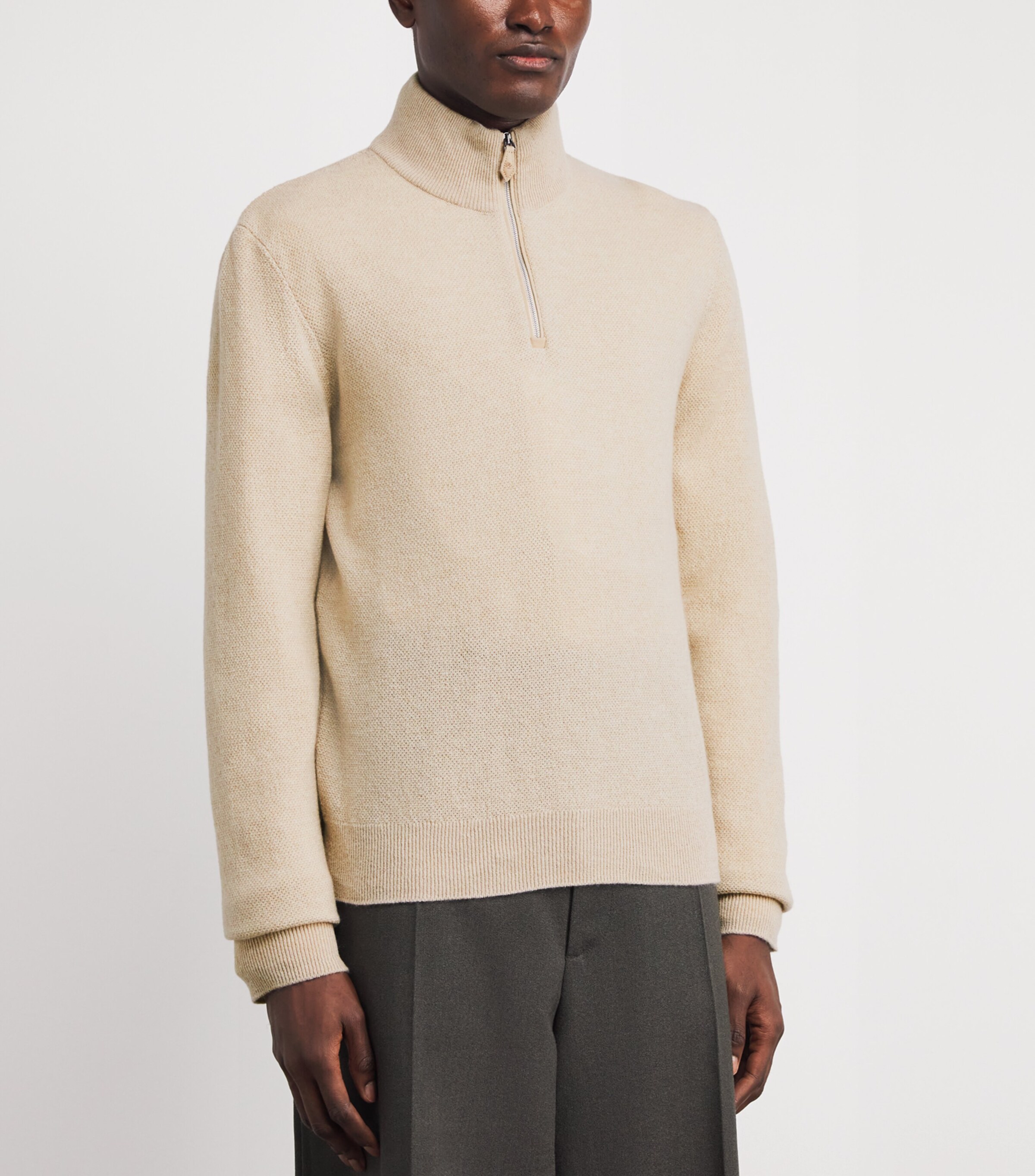 Cashmere Quarter-Zip Sweater CHAMPAGNE Image 3