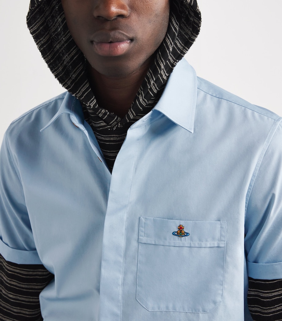 Cotton Poplin Orb Short-Sleeve Shirt K403 BLUE Image 6