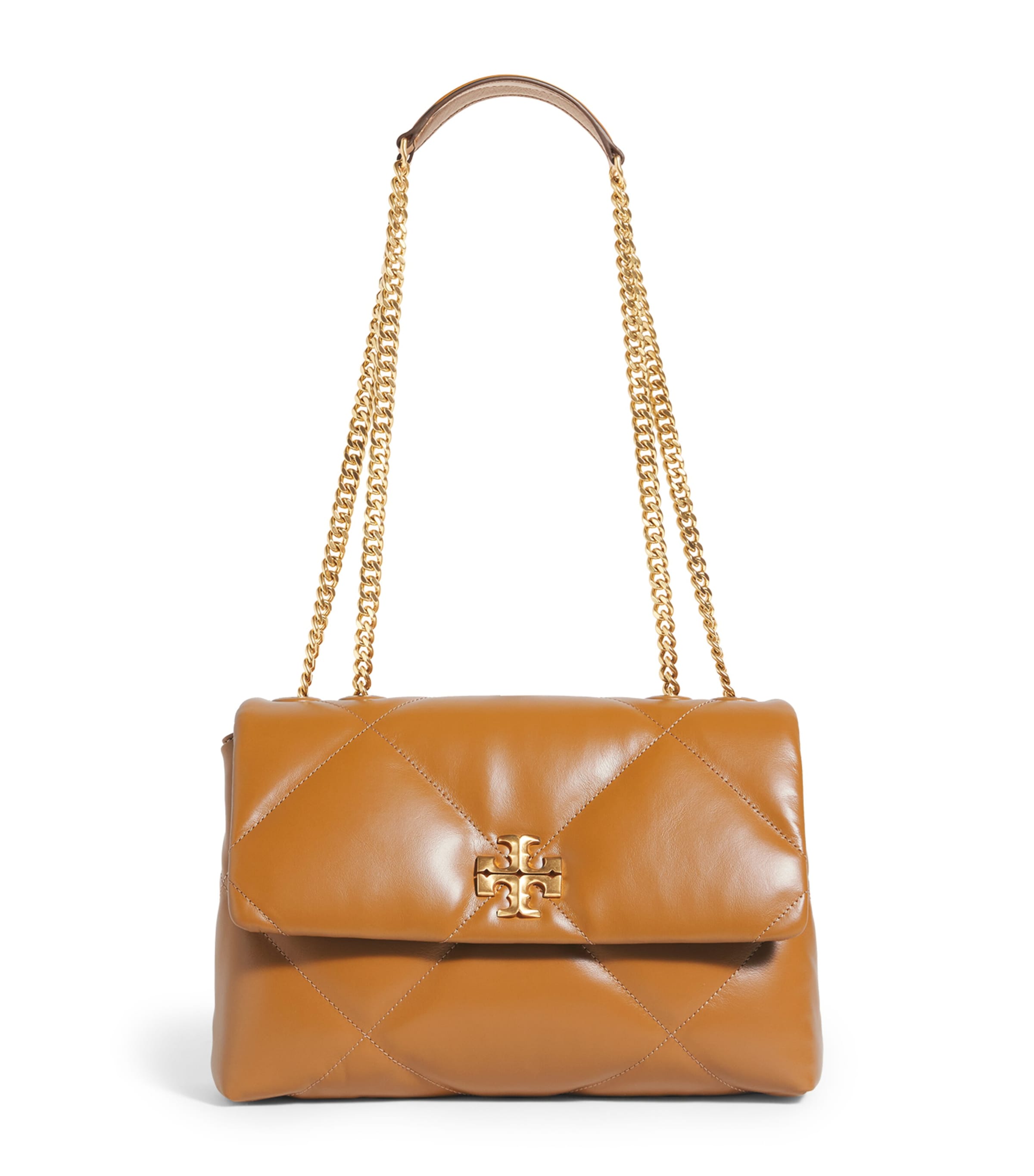 Tory Burch Small Leather Quilted Kira Shoulder Bag In Brown