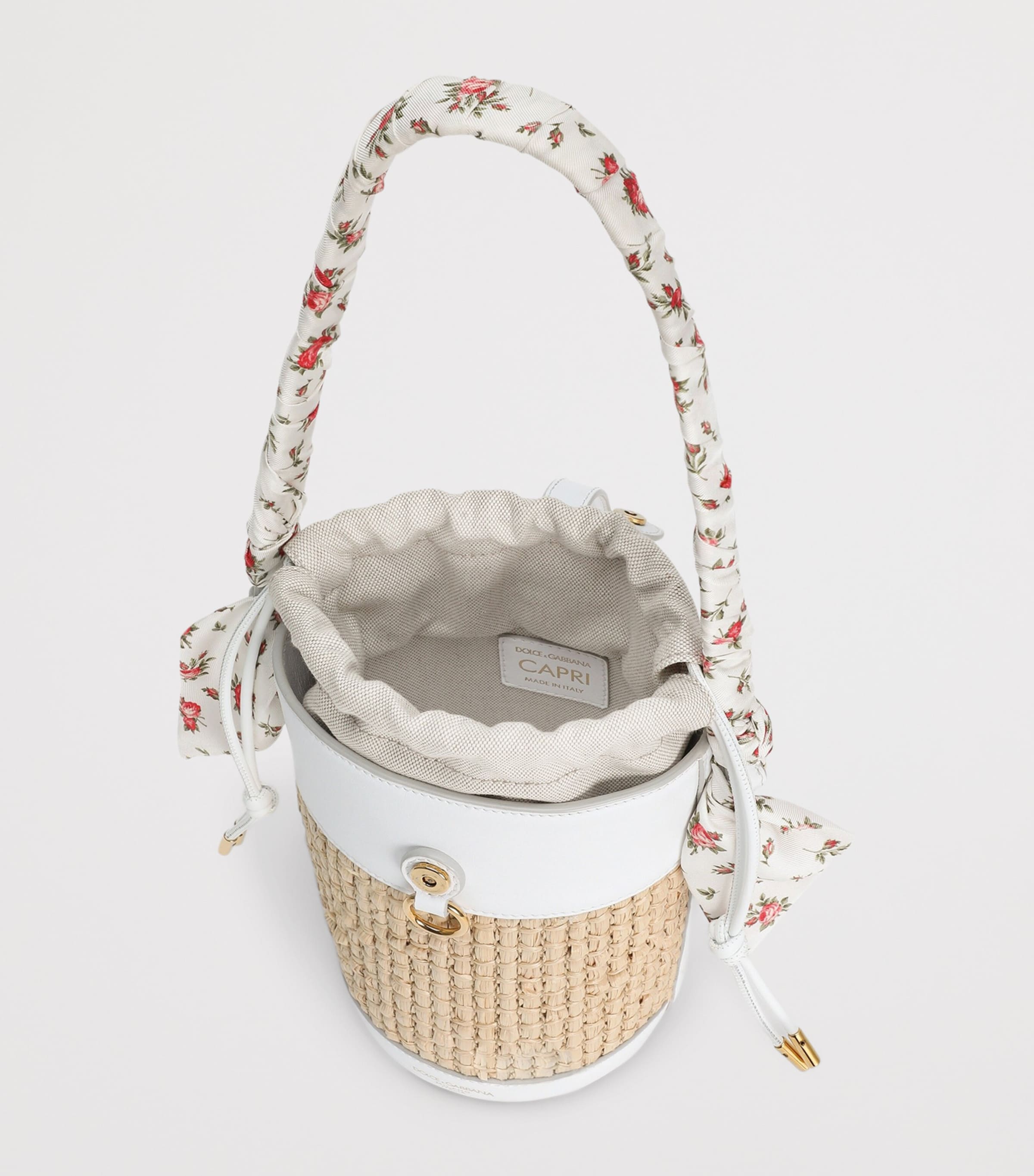 Dolce&Gabbana Raffia Capri Bucket Bag Crema/bia Image 6