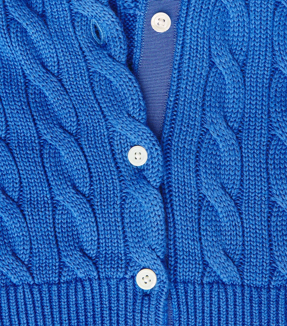 Polo Ralph Lauren Womens Cotton Cable-Knit Cardigan Gala Blue Image 6