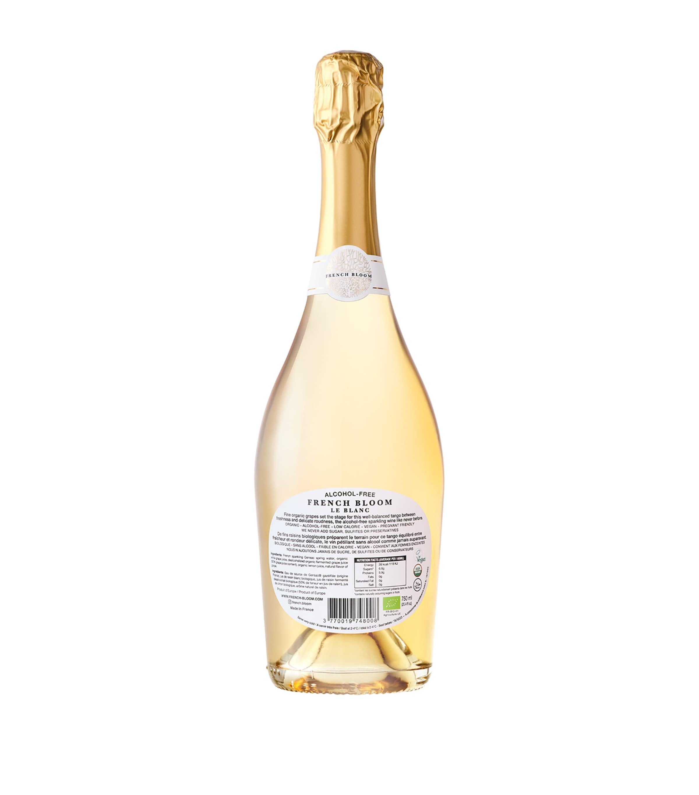 Le Blanc Alcohol-Free Sparkling Wine (75cl) - Languedoc Roussillon, France NO COLOUR Image 2