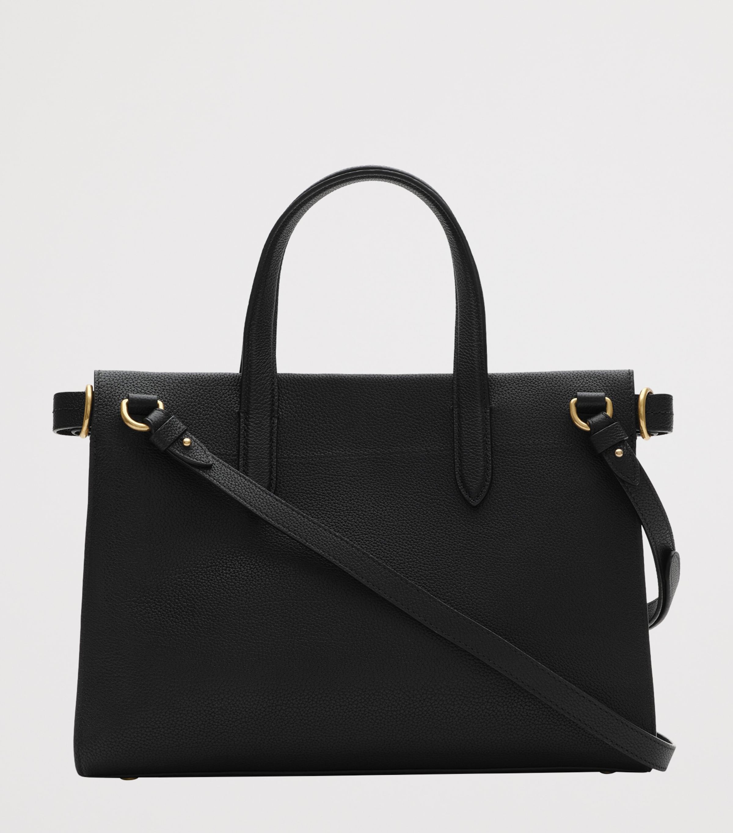 Burberry Small Leather Cotswolds Check Tote Bag Black Image 5