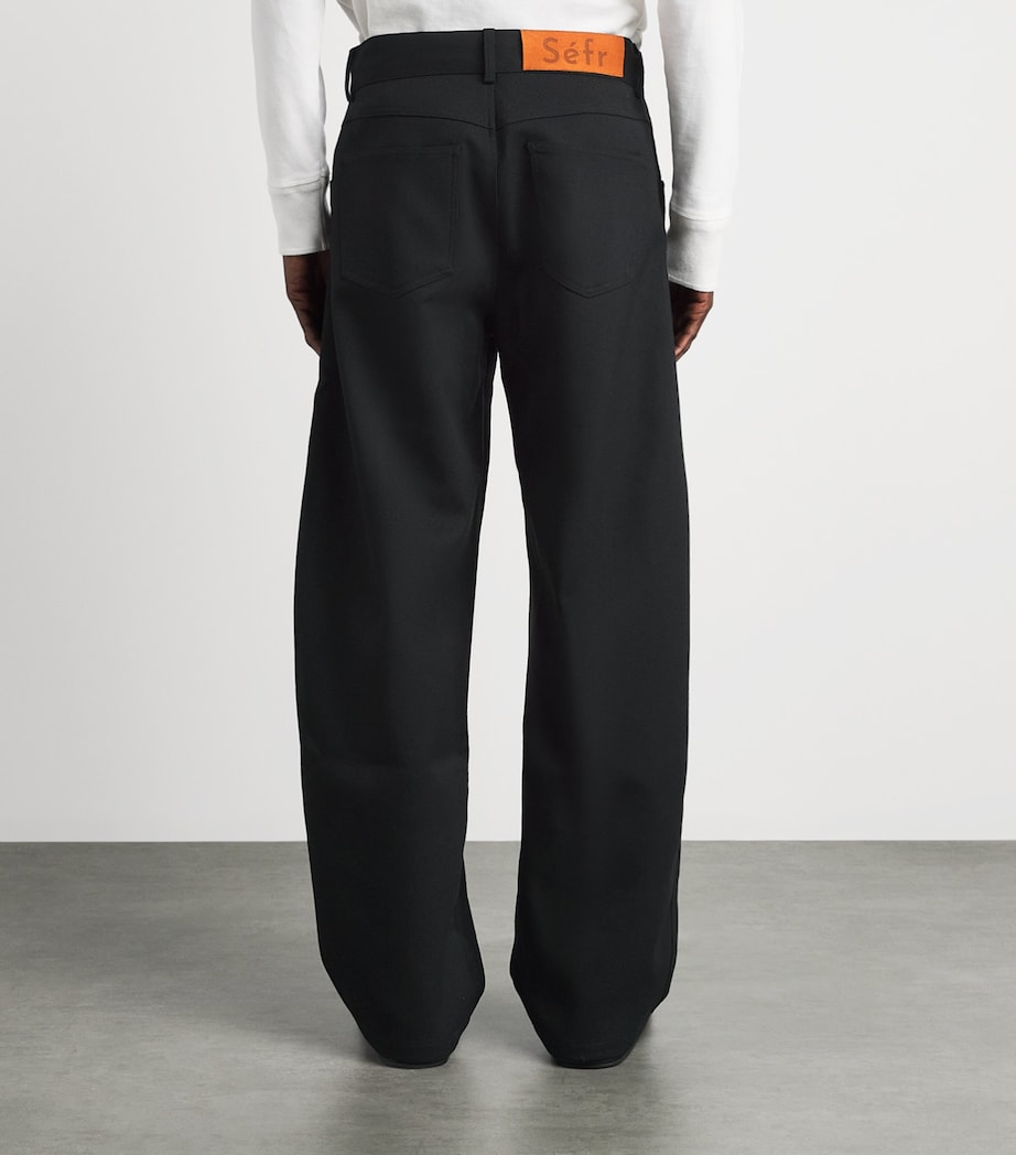 Séfr Mens Barrel-Leg Oktai Trousers Sturdy Black Twill Image 5