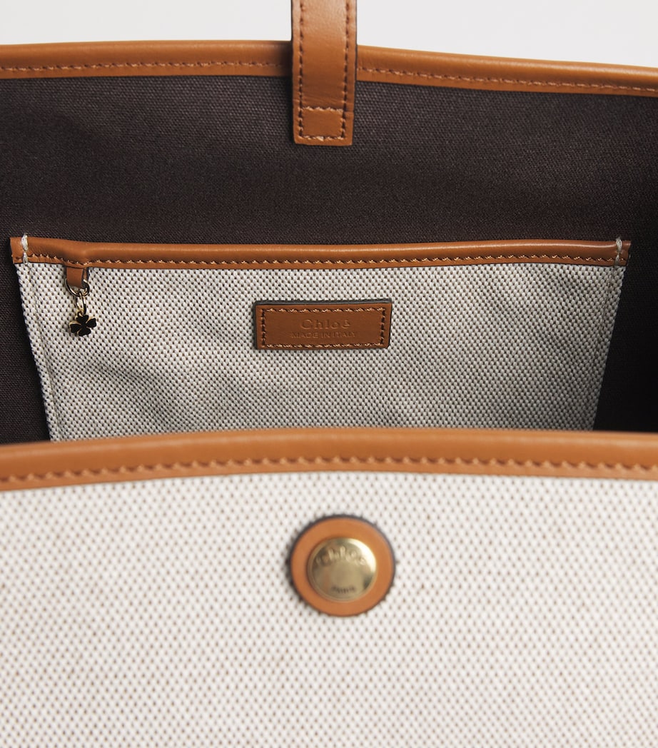 Chloé Canvas Clover Carry Tote Bag Clay Brown Image 3