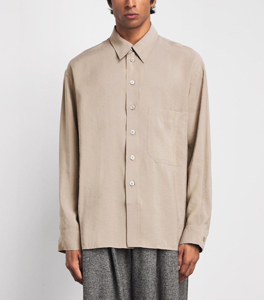 Studio Nicholson Mens Modal-Blend Emper Shirt Taupe Image 4