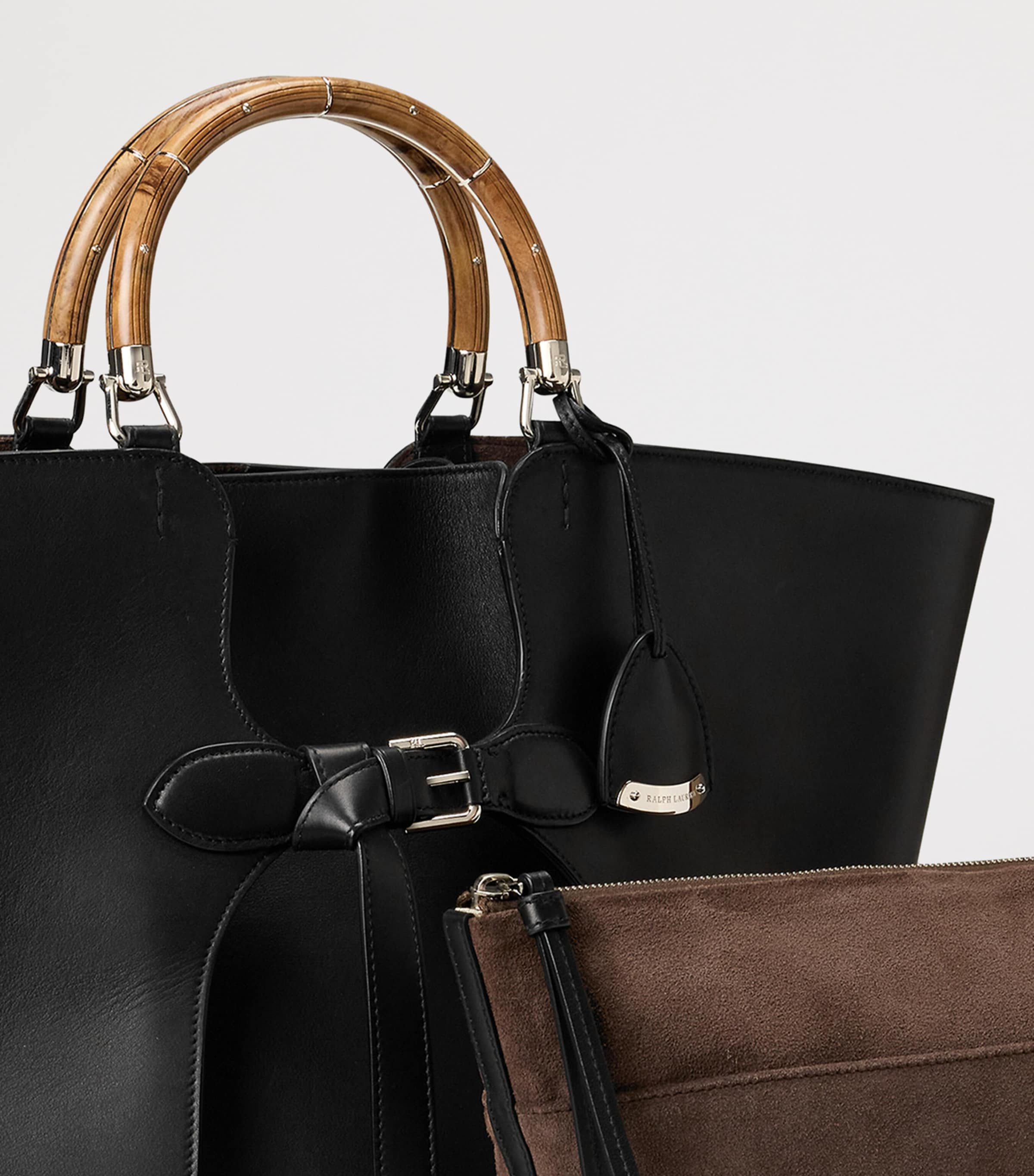 Ralph Lauren Collection Large Leather Ralph Tote Bag Black Image 5