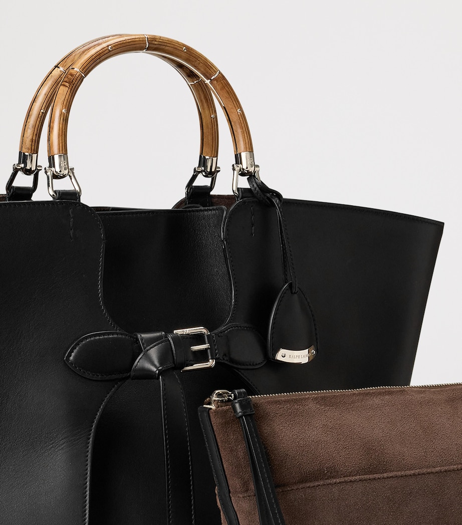 Ralph Lauren Collection Large Leather Ralph Tote Bag Black Image 5