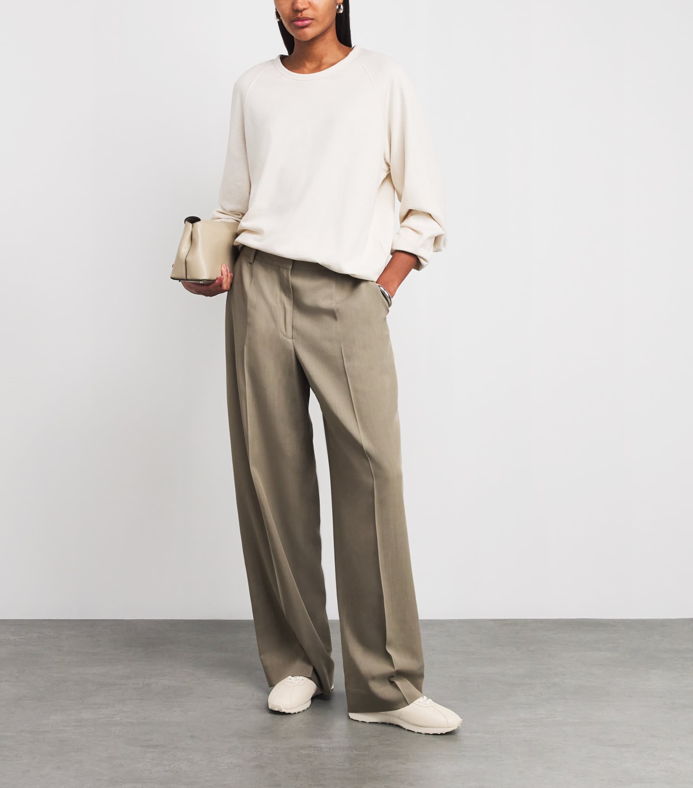 The Row Mica Leather Slip-On Sneakers Cream Image 5